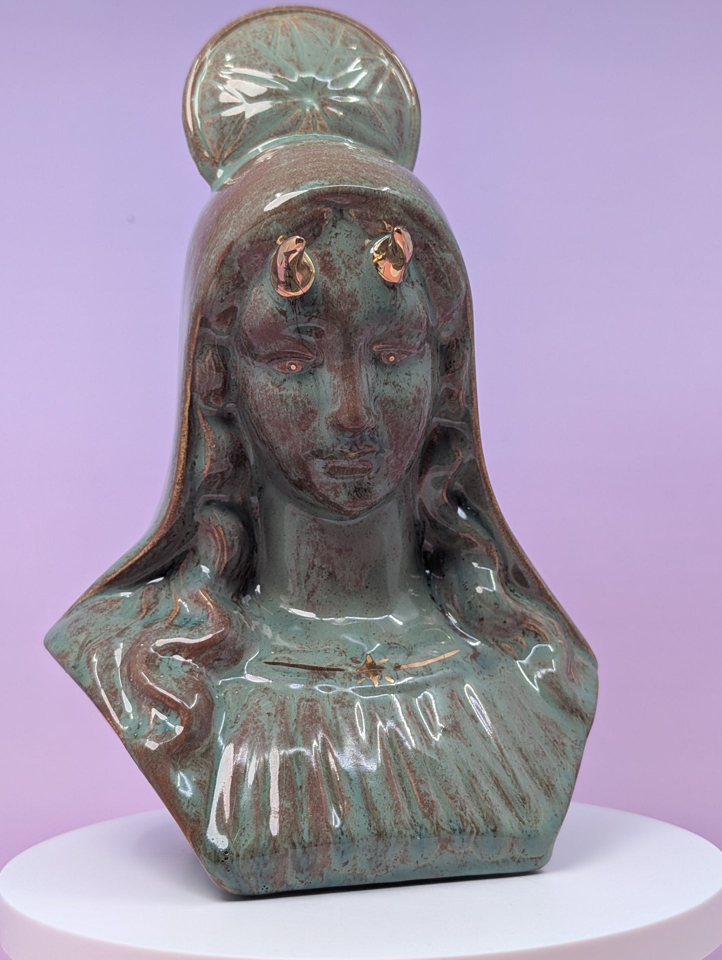 Horny Mary Ashtray with Gold Glaze