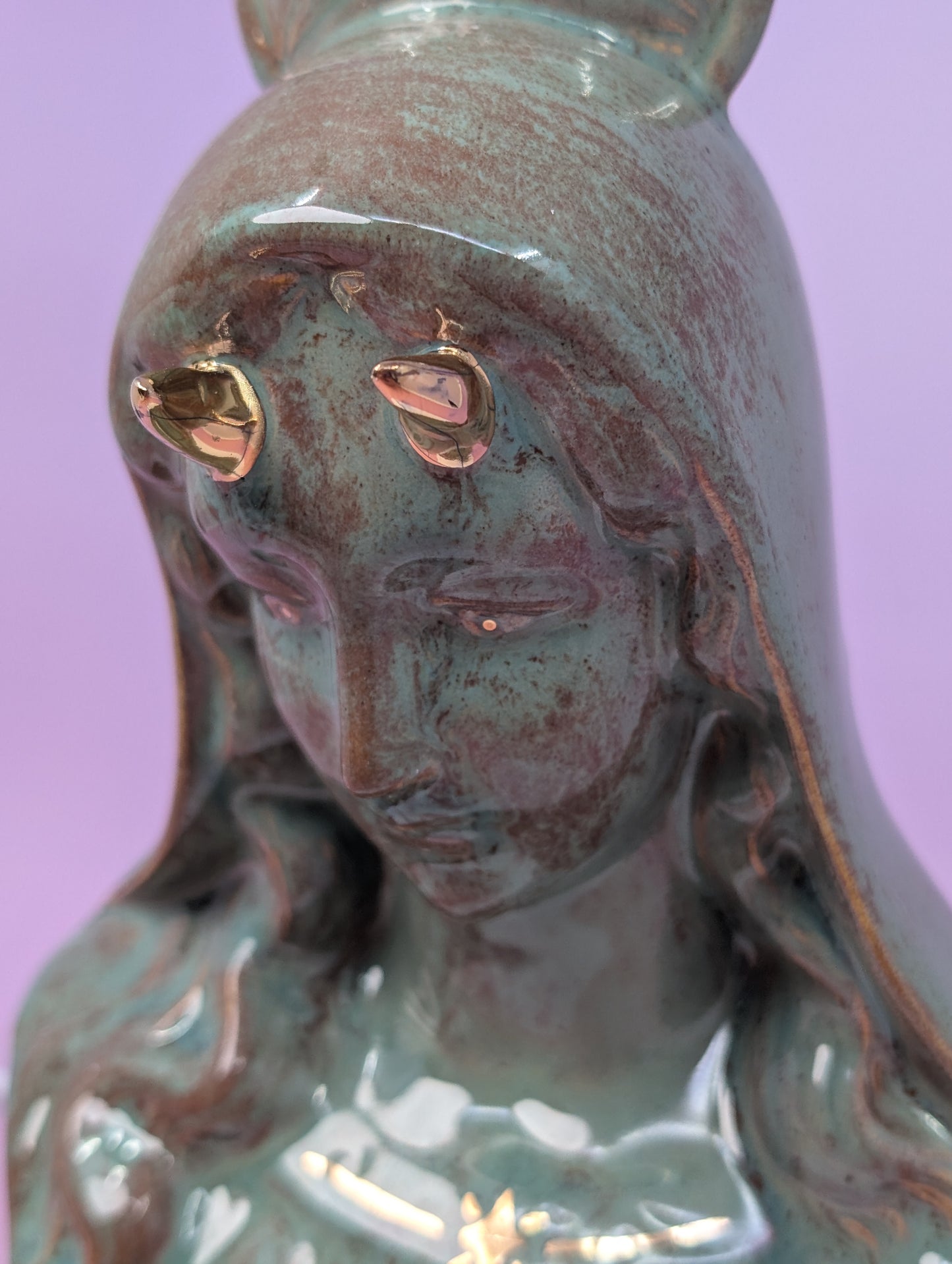 Horny Mary Ashtray with Gold Glaze