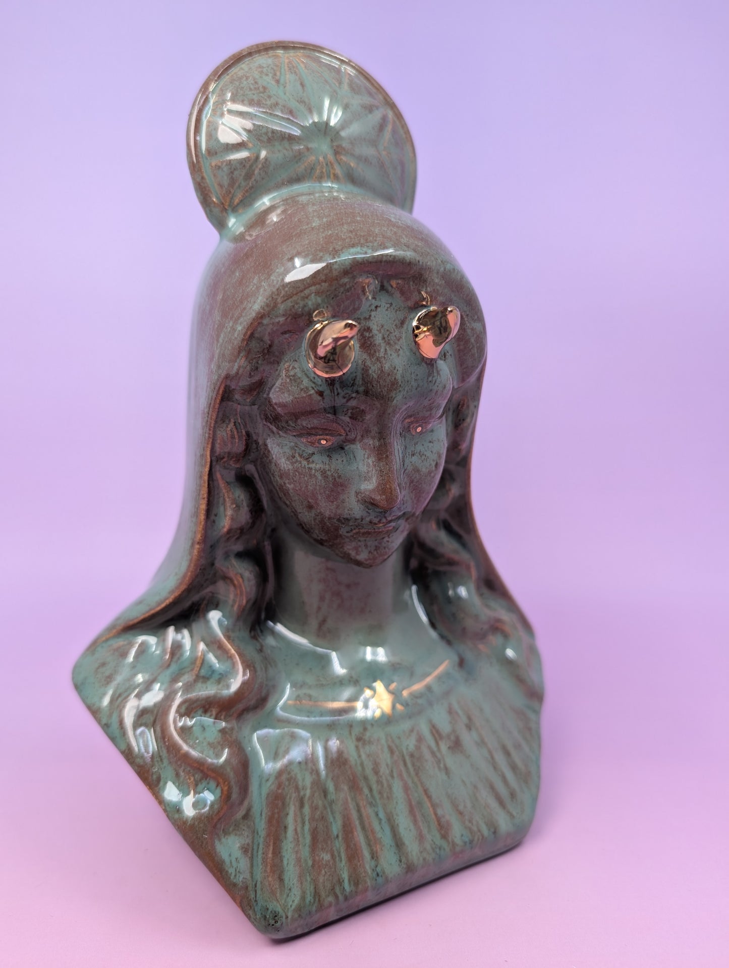 Horny Mary Ashtray with Gold Glaze