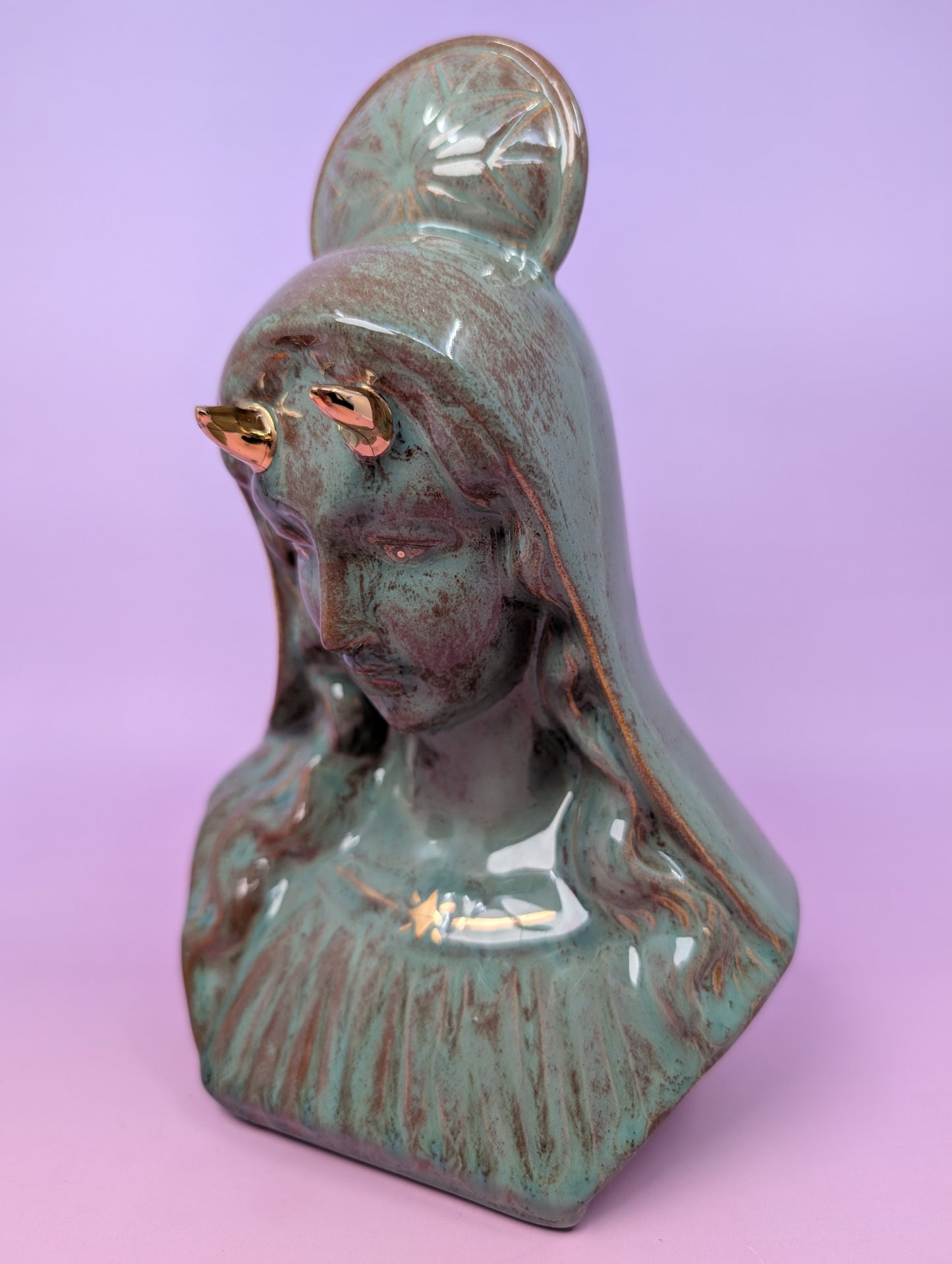 Horny Mary Ashtray with Gold Glaze