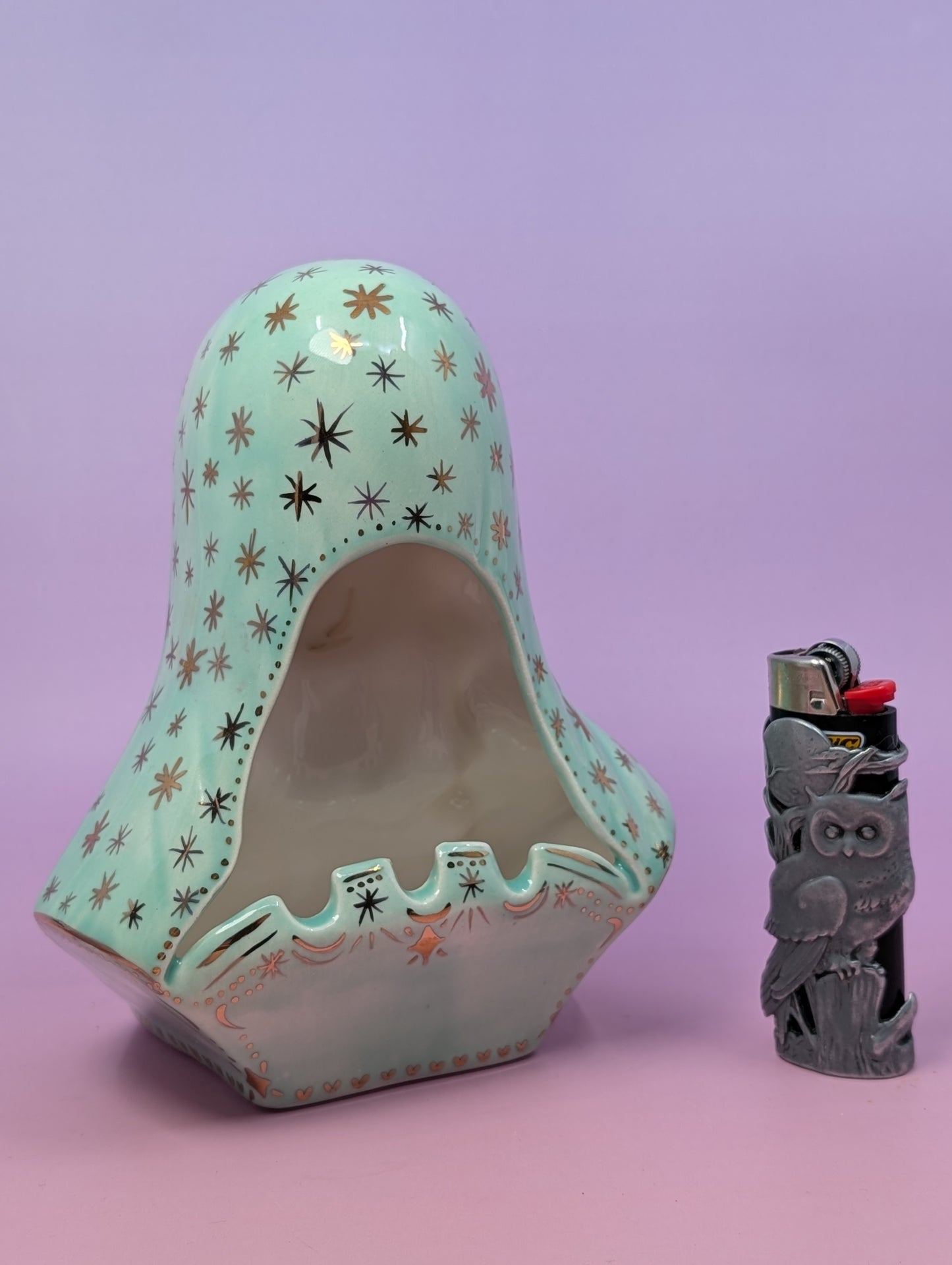 Horny Mary Ashtray with Gold Glaze