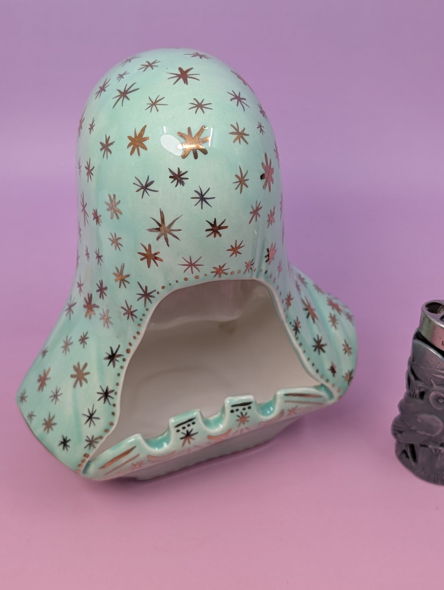 Horny Mary Ashtray with Gold Glaze