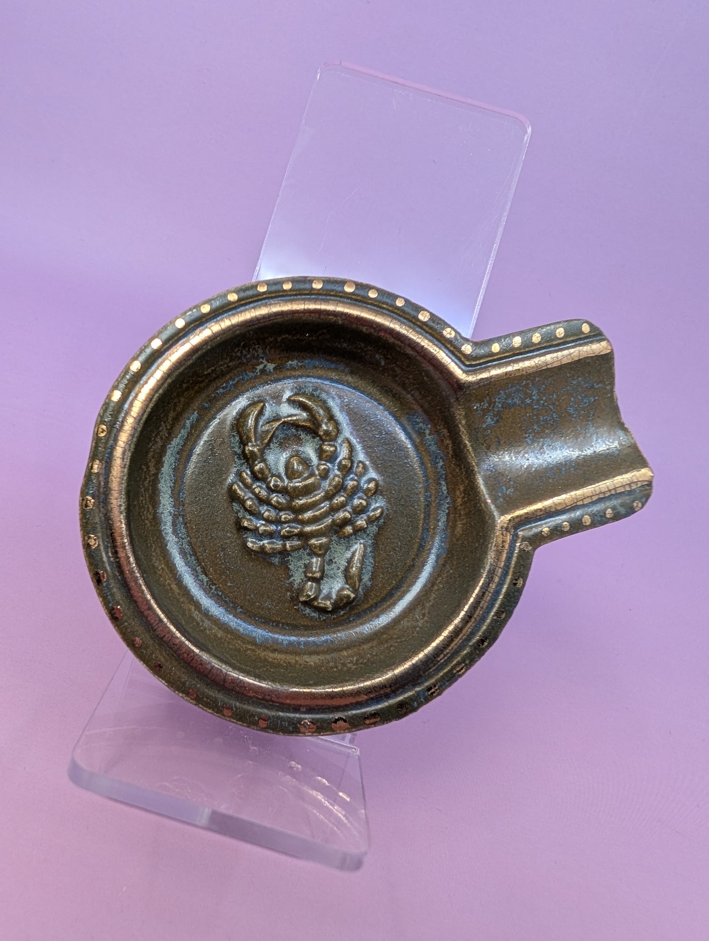 Scorpio Personal Ashtray with Gold Glaze