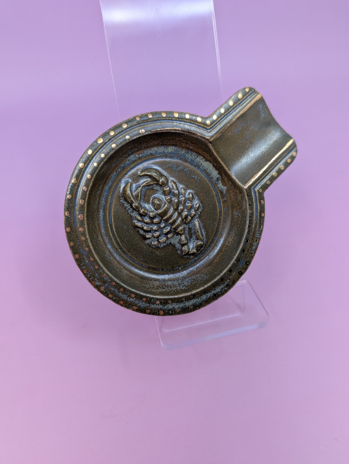 Scorpio Personal Ashtray with Gold Glaze