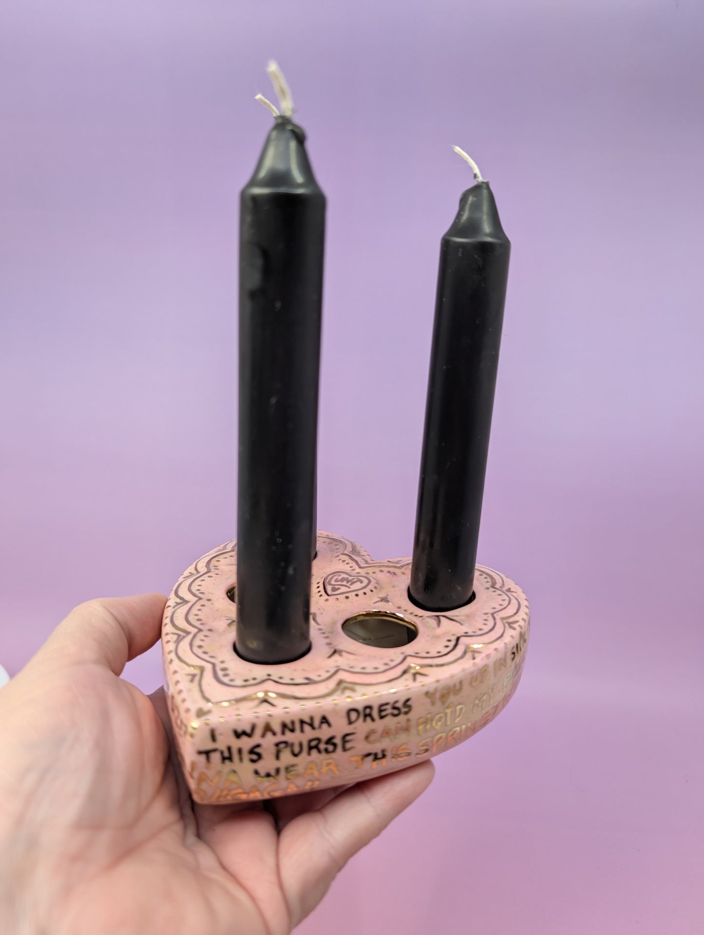 Cunty Heart Candle / Lipstick Holder