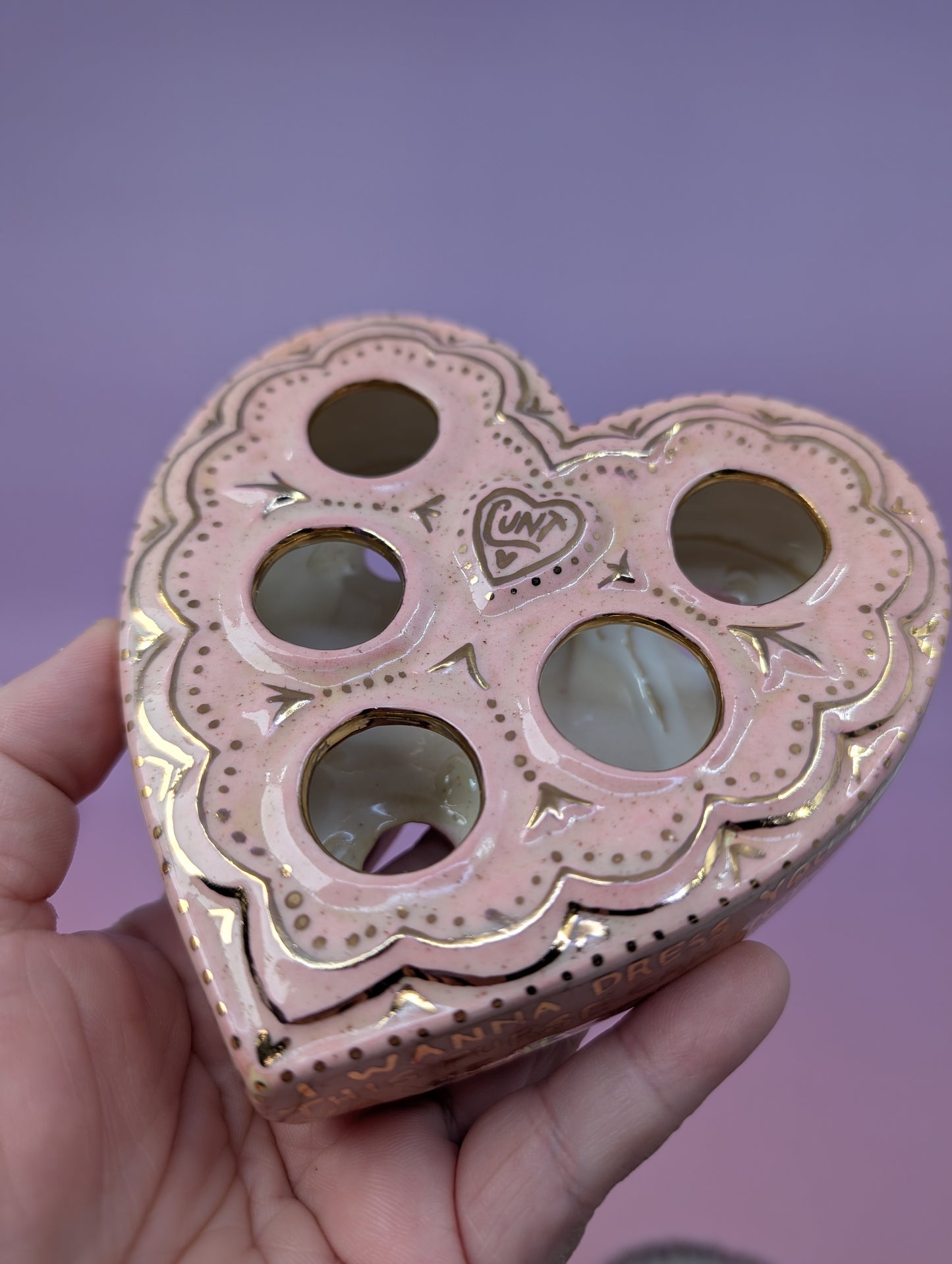Cunty Heart Candle / Lipstick Holder