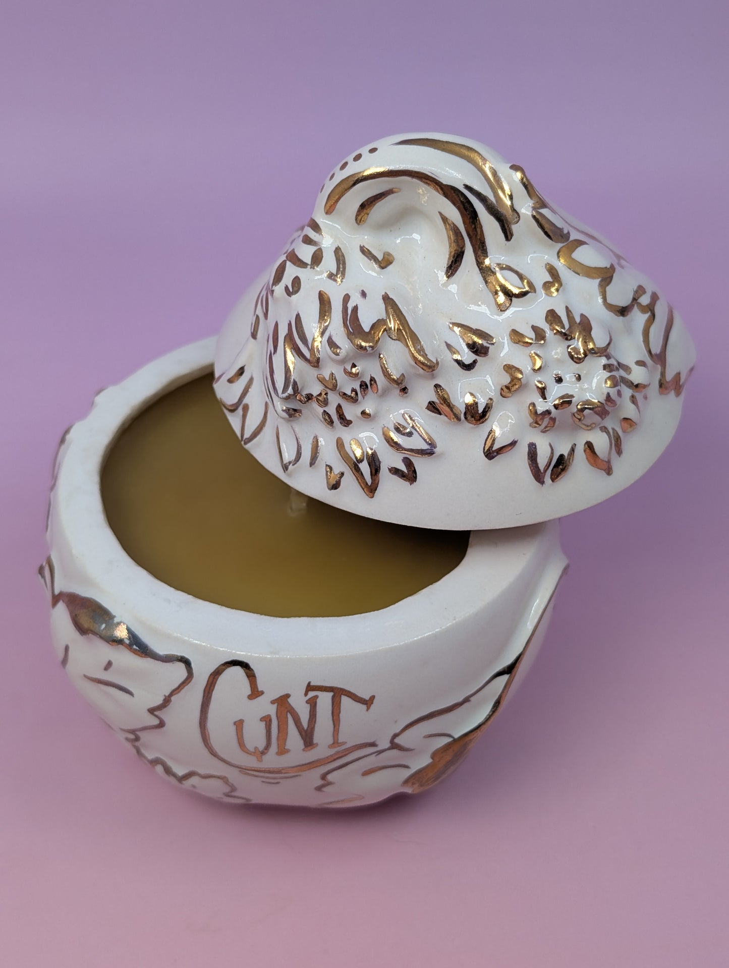 Cunty Sunflower Candle Jar with Gold Glaze
