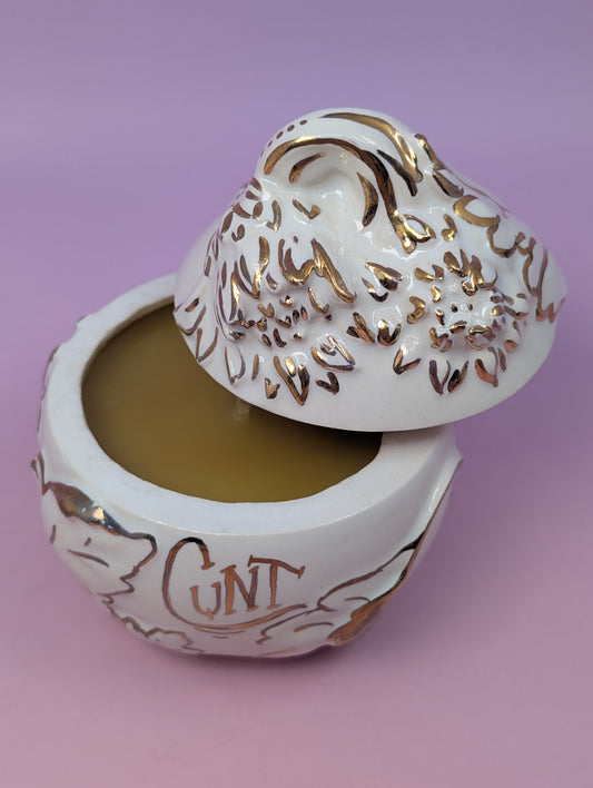 Cunty Sunflower Candle Jar with Gold Glaze