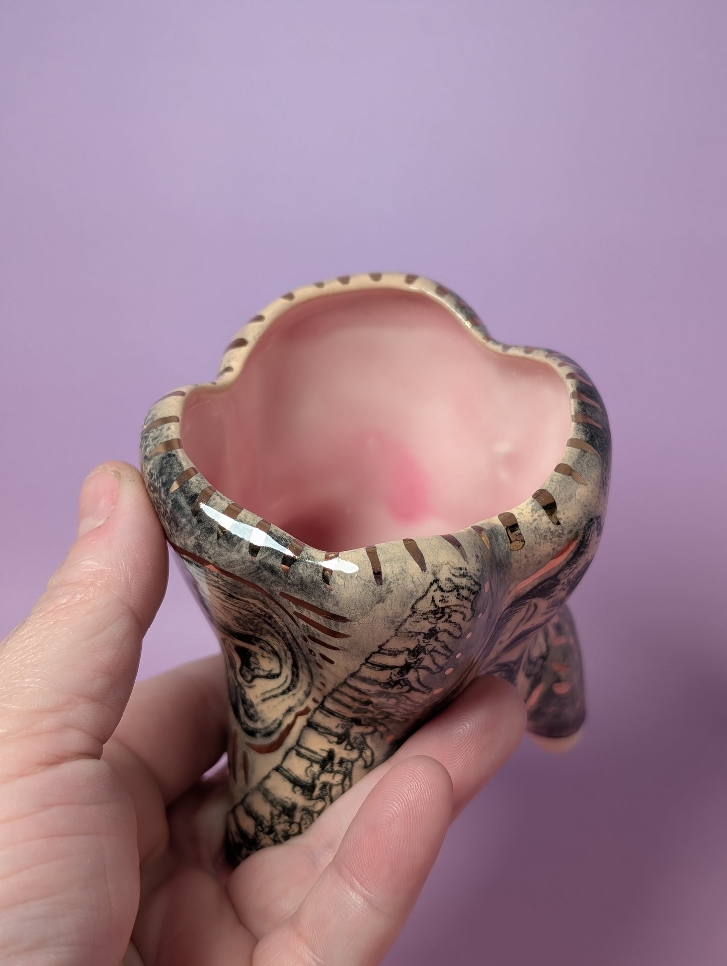 Anatomical Tooth Cup with Gold Glaze