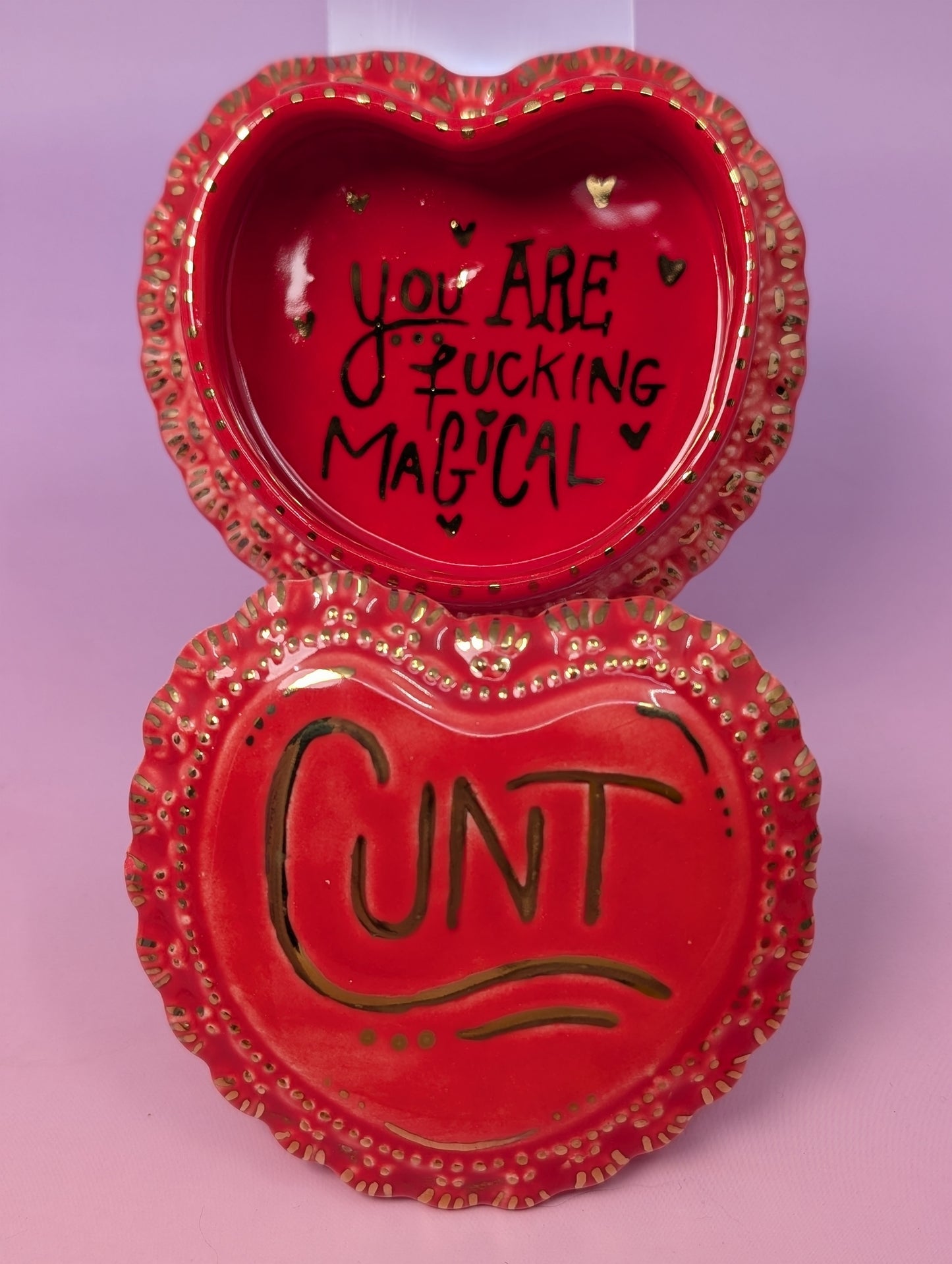 Cunt Frilled Heart Pillbox
