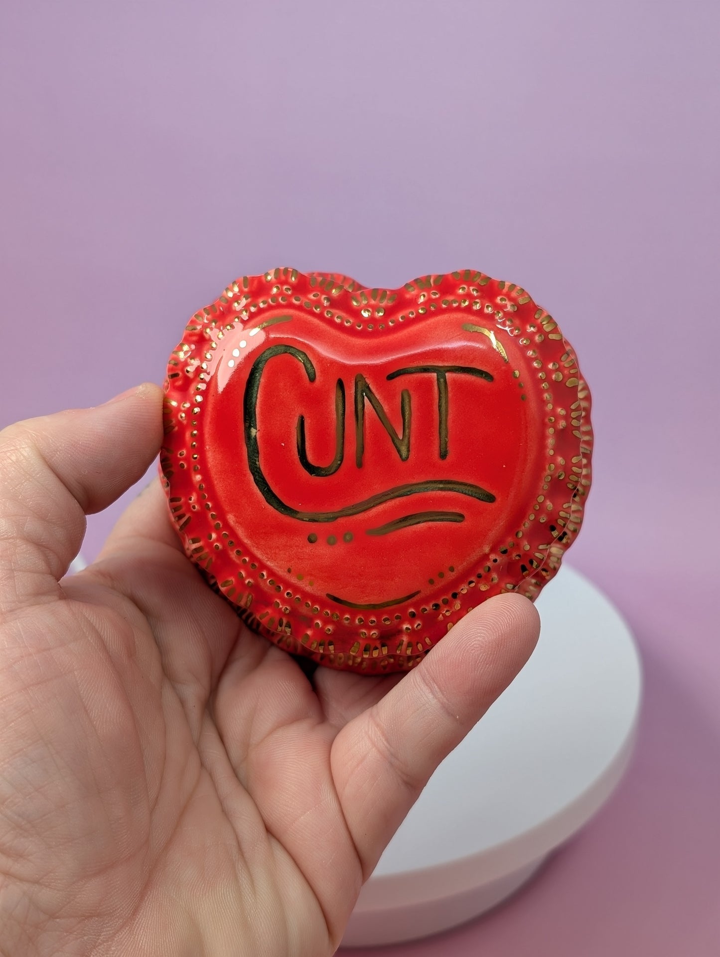 Cunt Frilled Heart Pillbox
