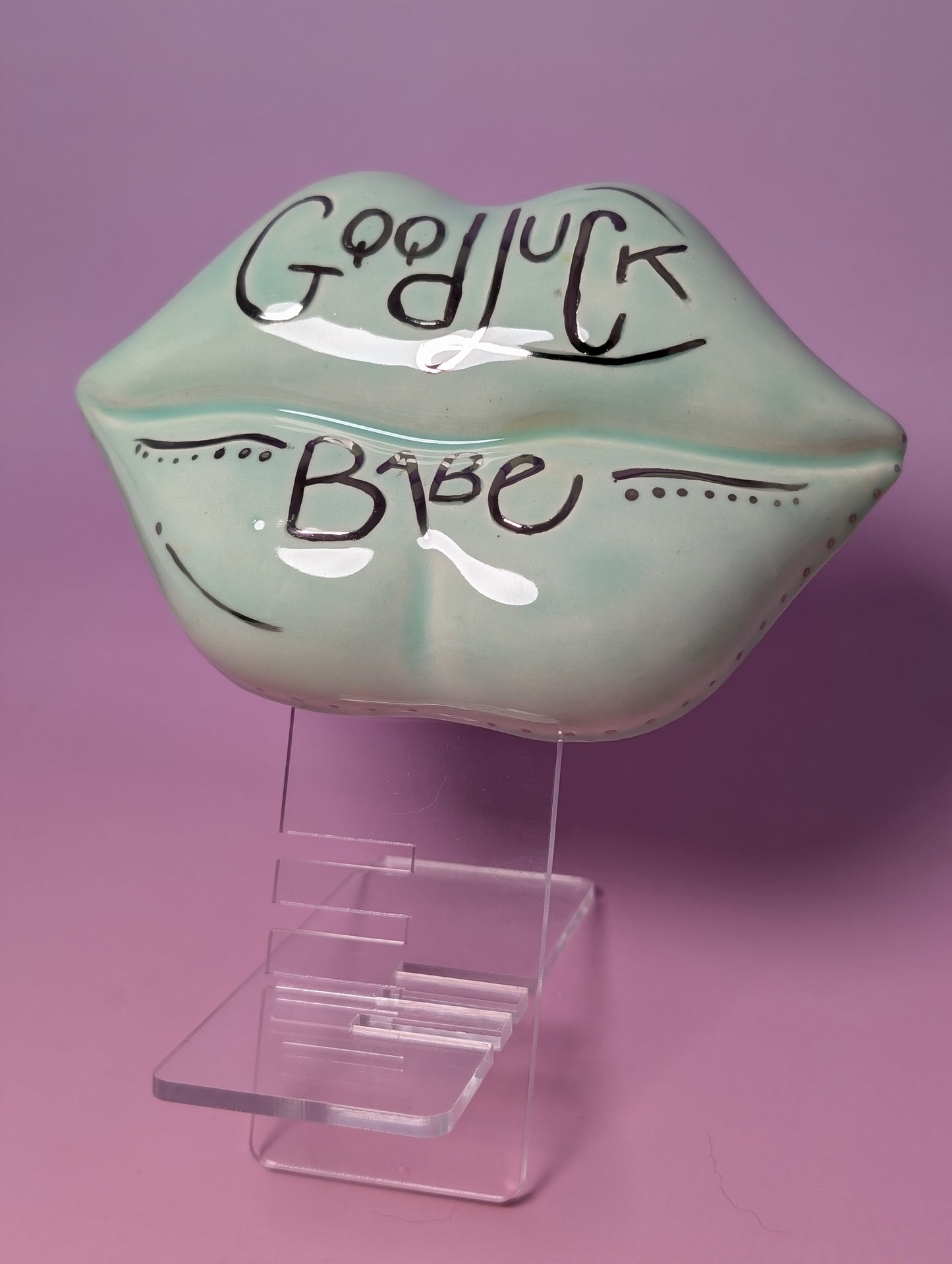 Lips Wall Hanging / Decor with Silver Glaze