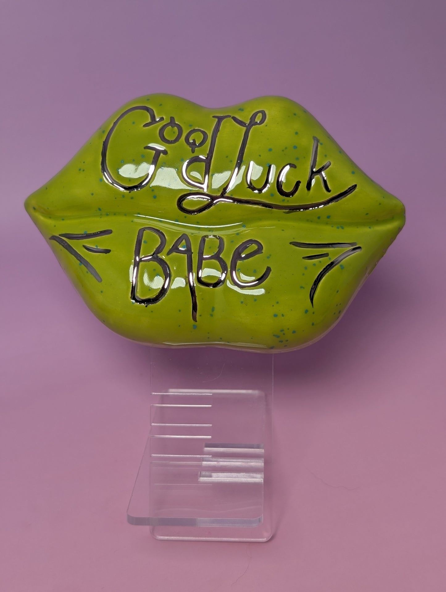 Lips Wall Hanging / Decor with Silver Glaze