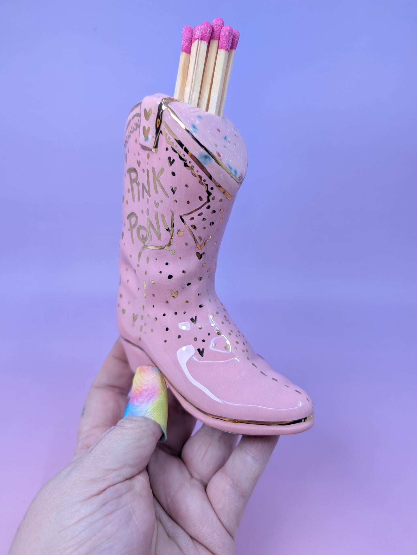 Pink Pony Matchstick Cowgirl Boot with Gold Glaze