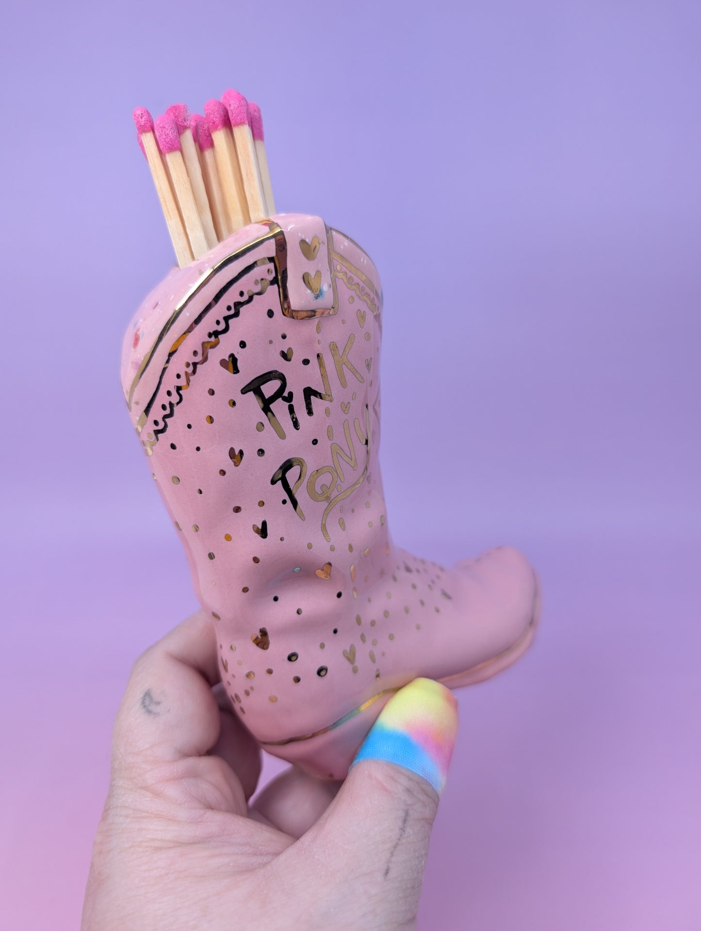 Pink Pony Matchstick Cowgirl Boot with Gold Glaze