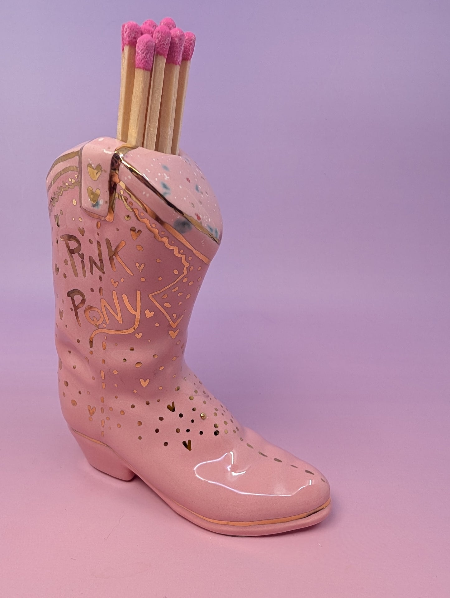 Pink Pony Matchstick Cowgirl Boot with Gold Glaze