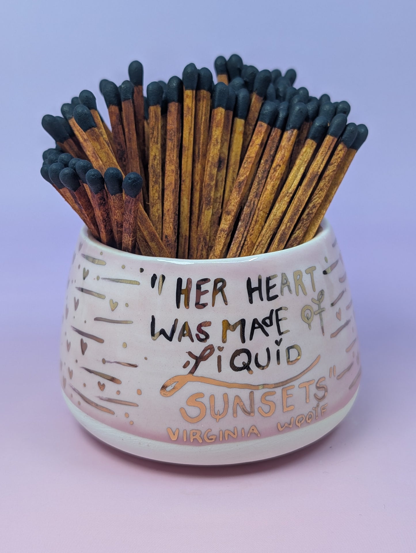 Matchstick Holder with Gold Glaze