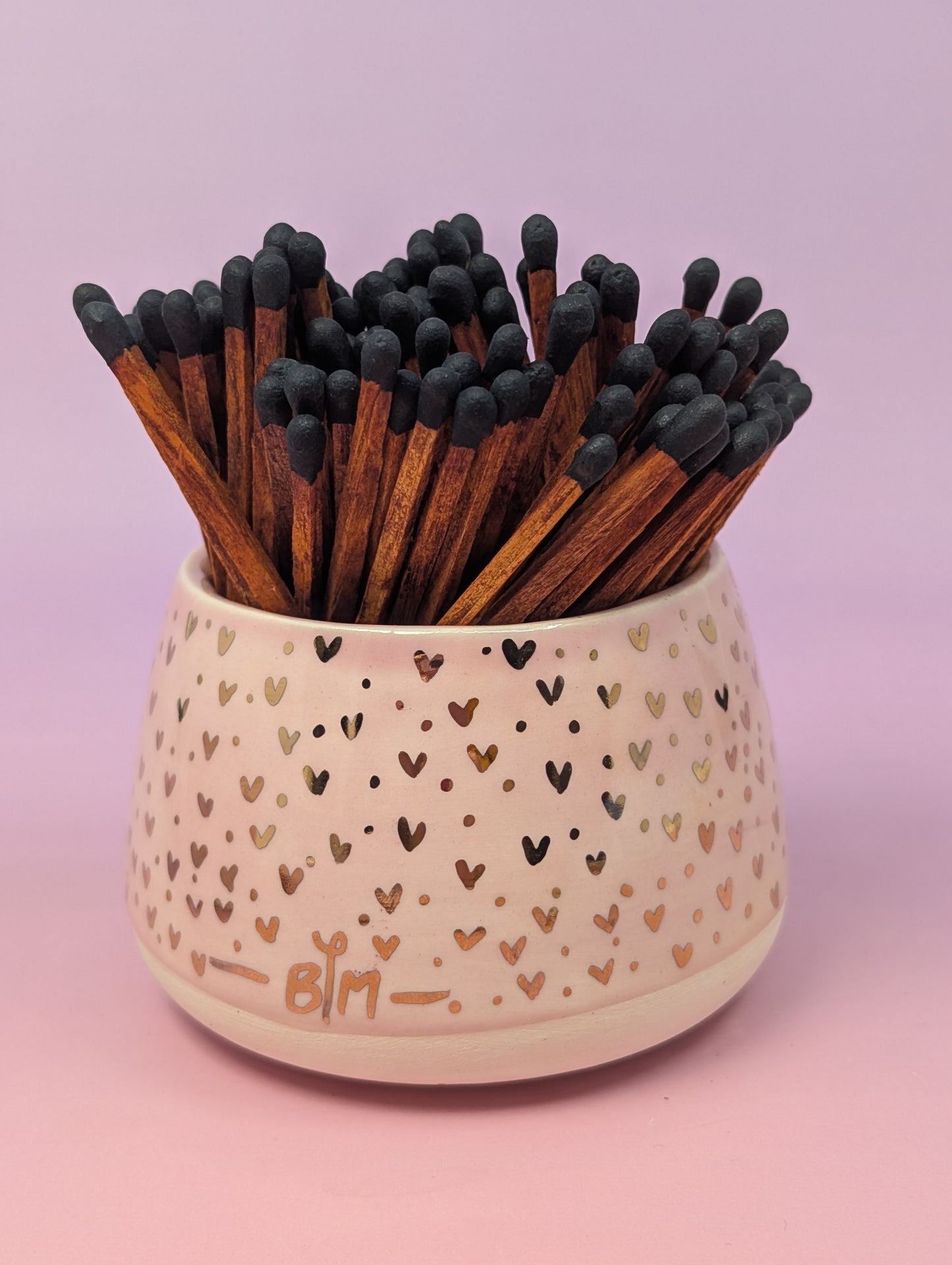 Matchstick Holder with Gold Glaze