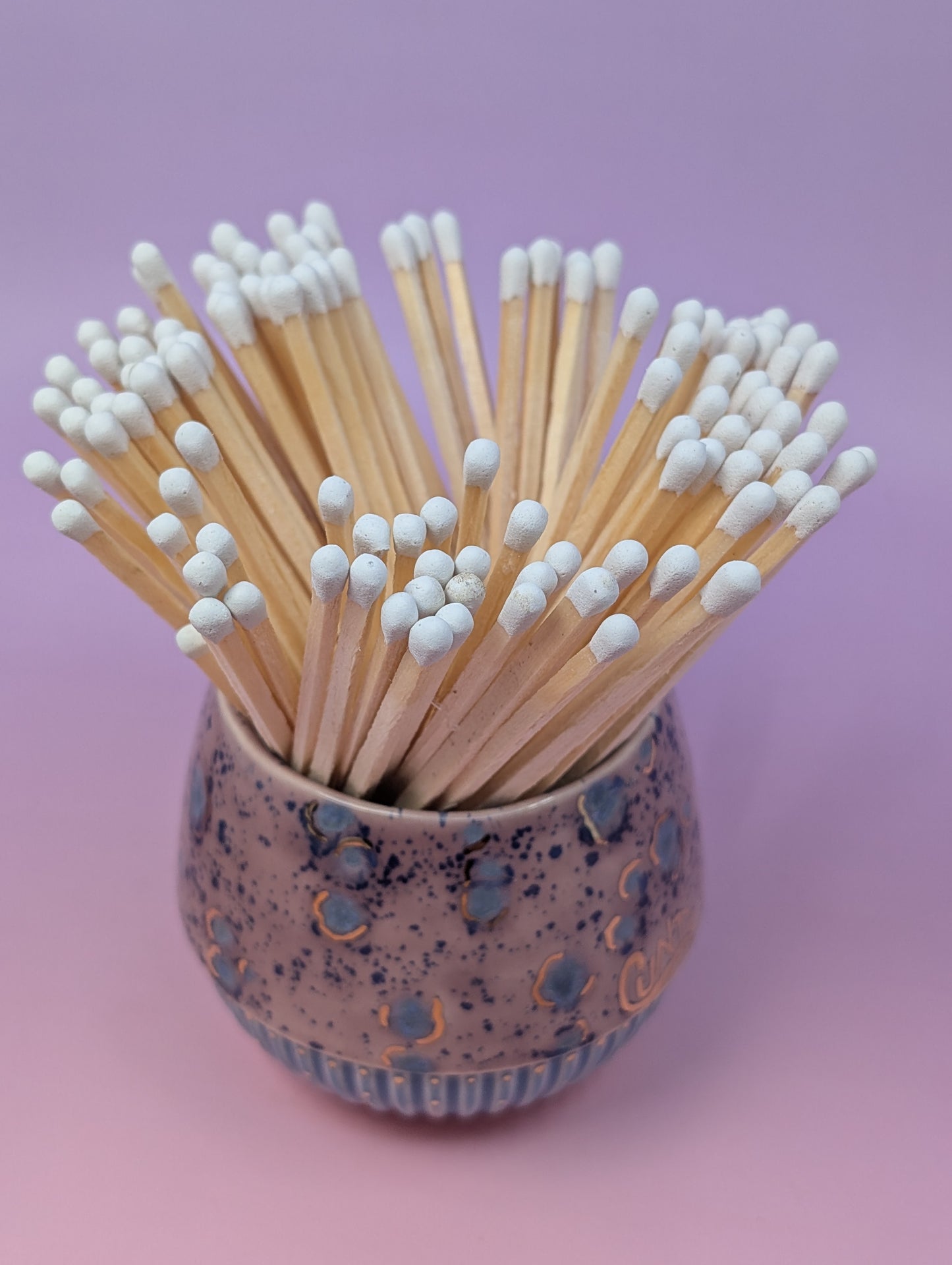 Cunty Matchstick Holder with Gold Glaze