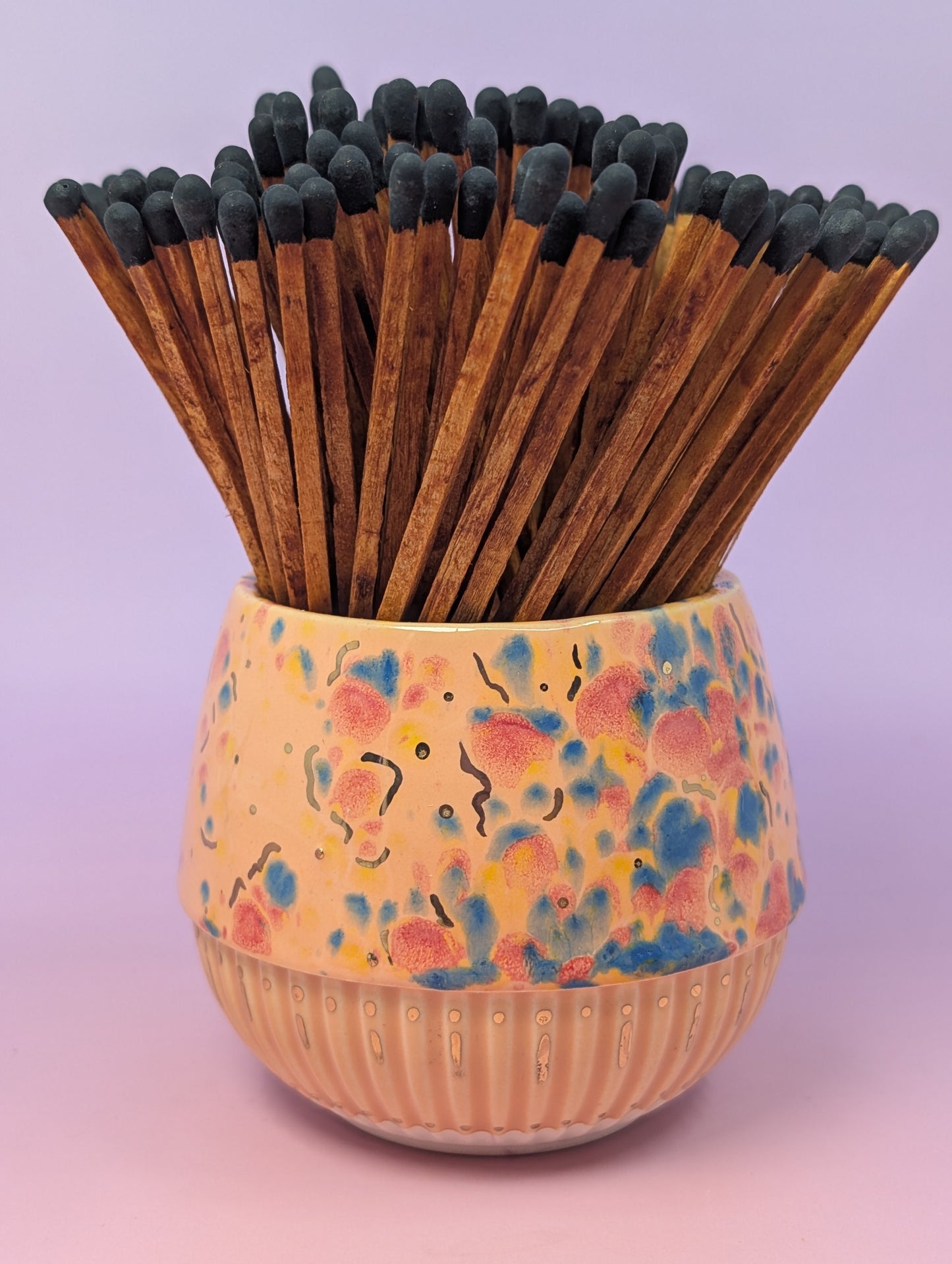 Matchstick Holder with Gold Glaze
