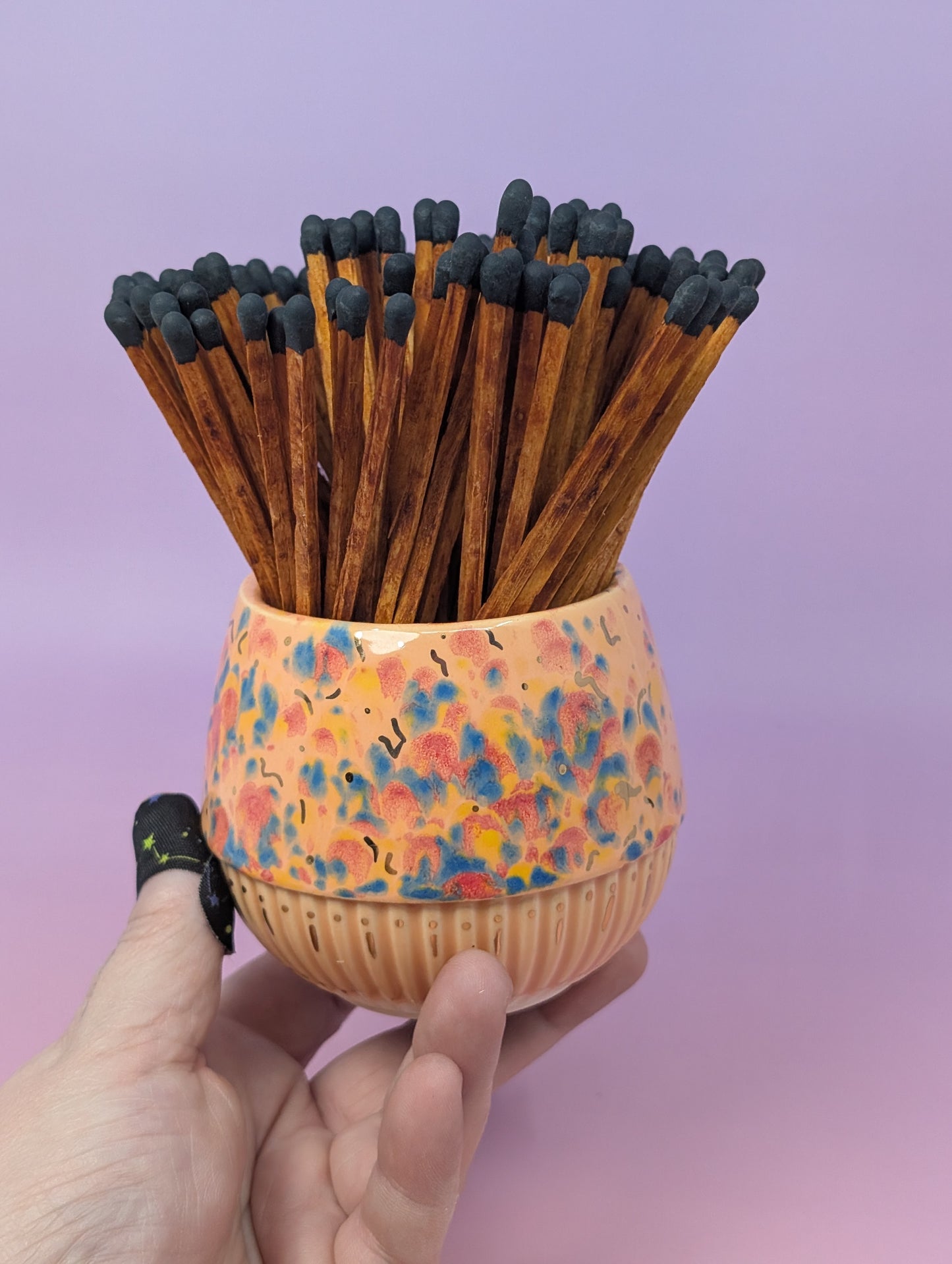 Matchstick Holder with Gold Glaze