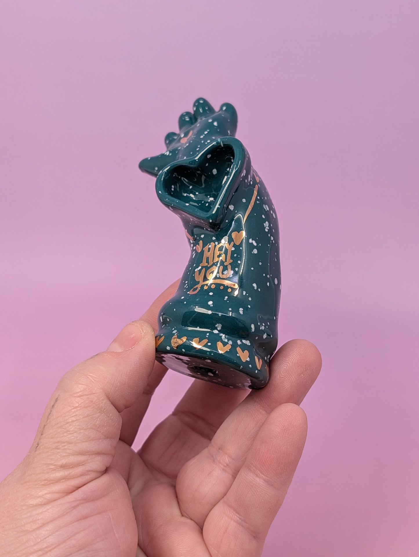 Doll Arm Pipe with Gold Glaze