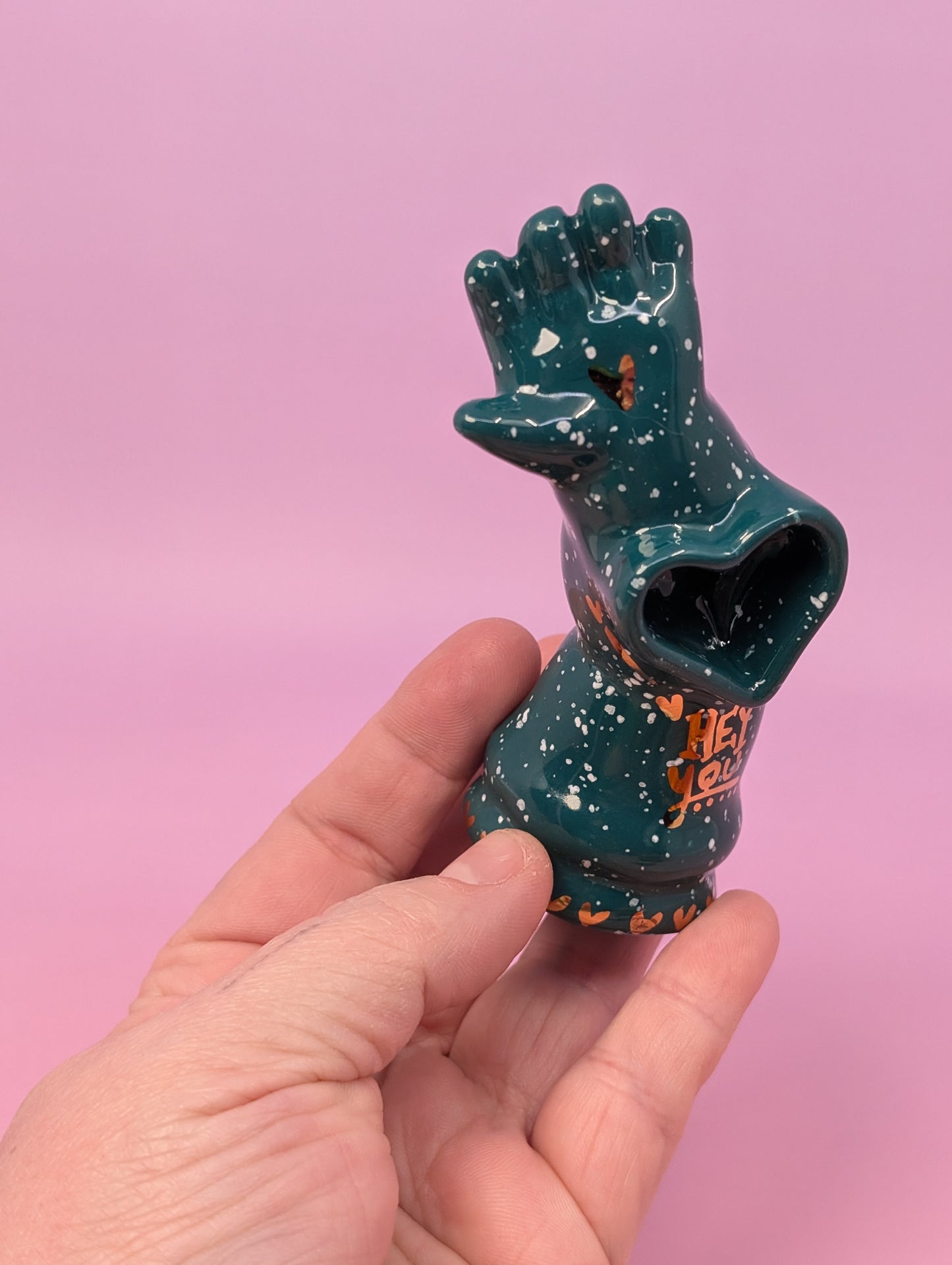 Doll Arm Pipe with Gold Glaze