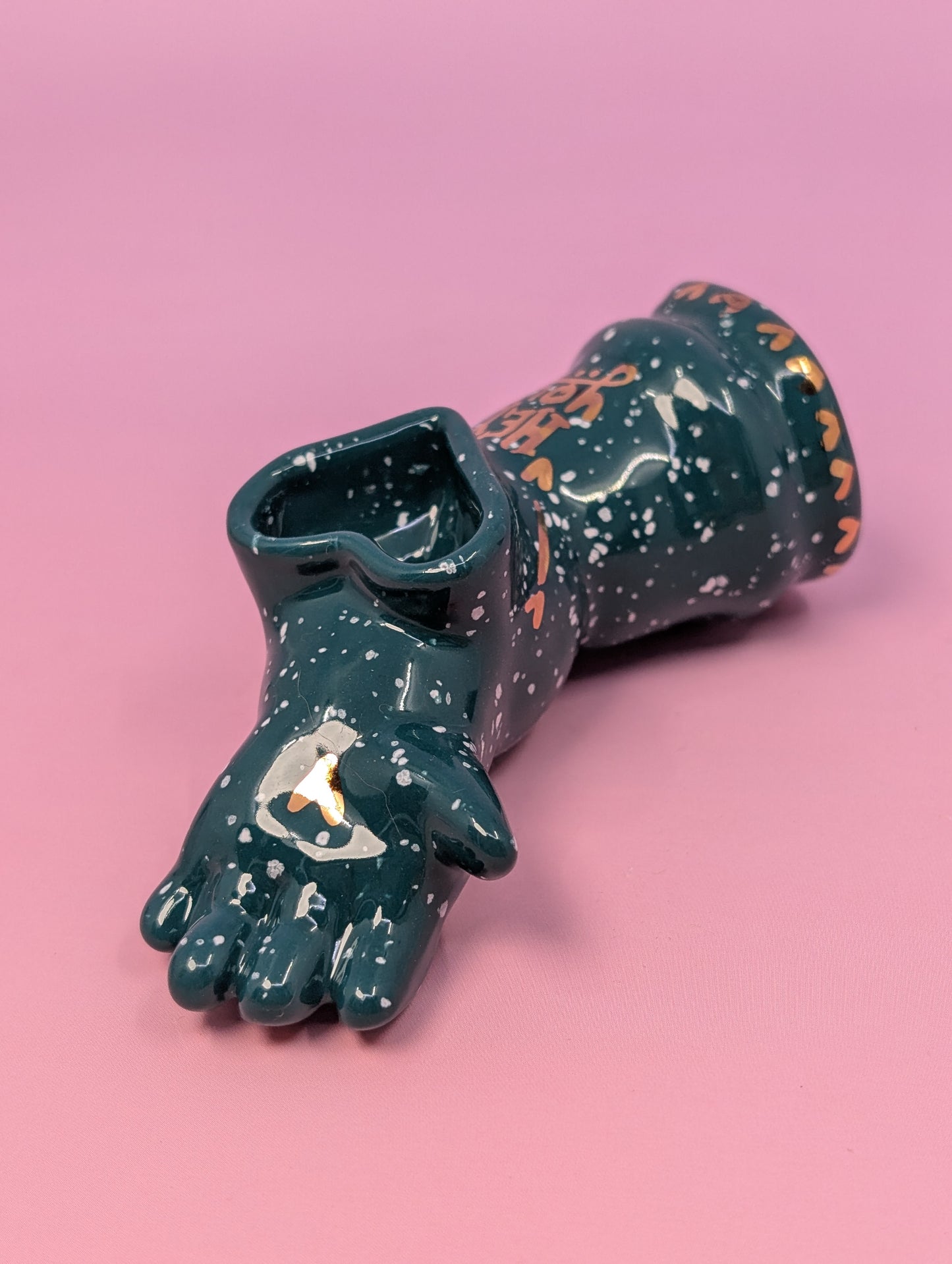 Doll Arm Pipe with Gold Glaze
