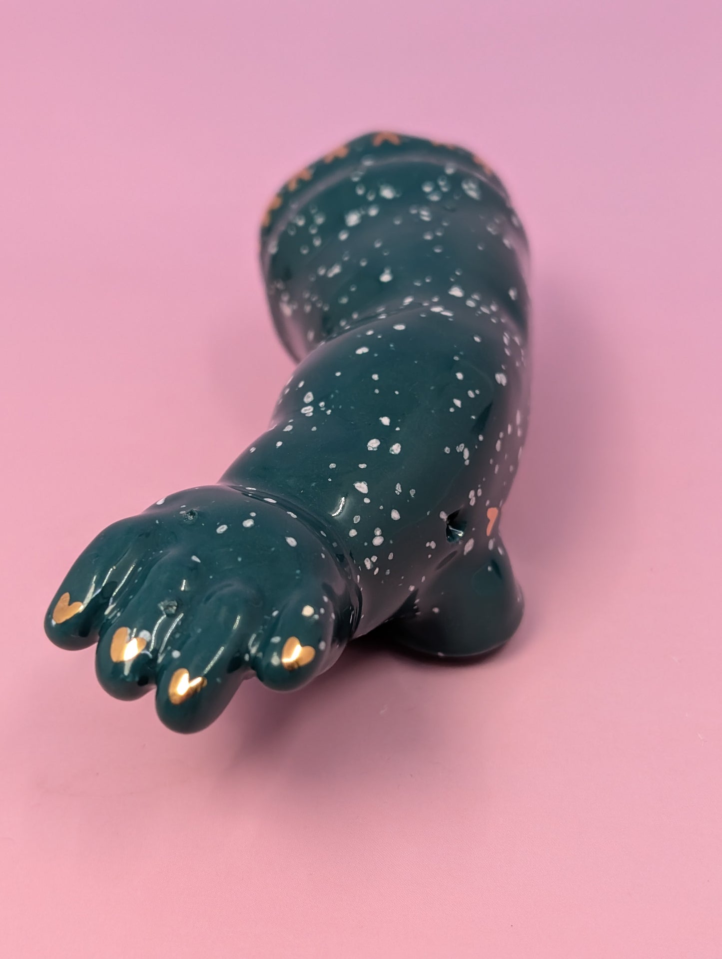 Doll Arm Pipe with Gold Glaze