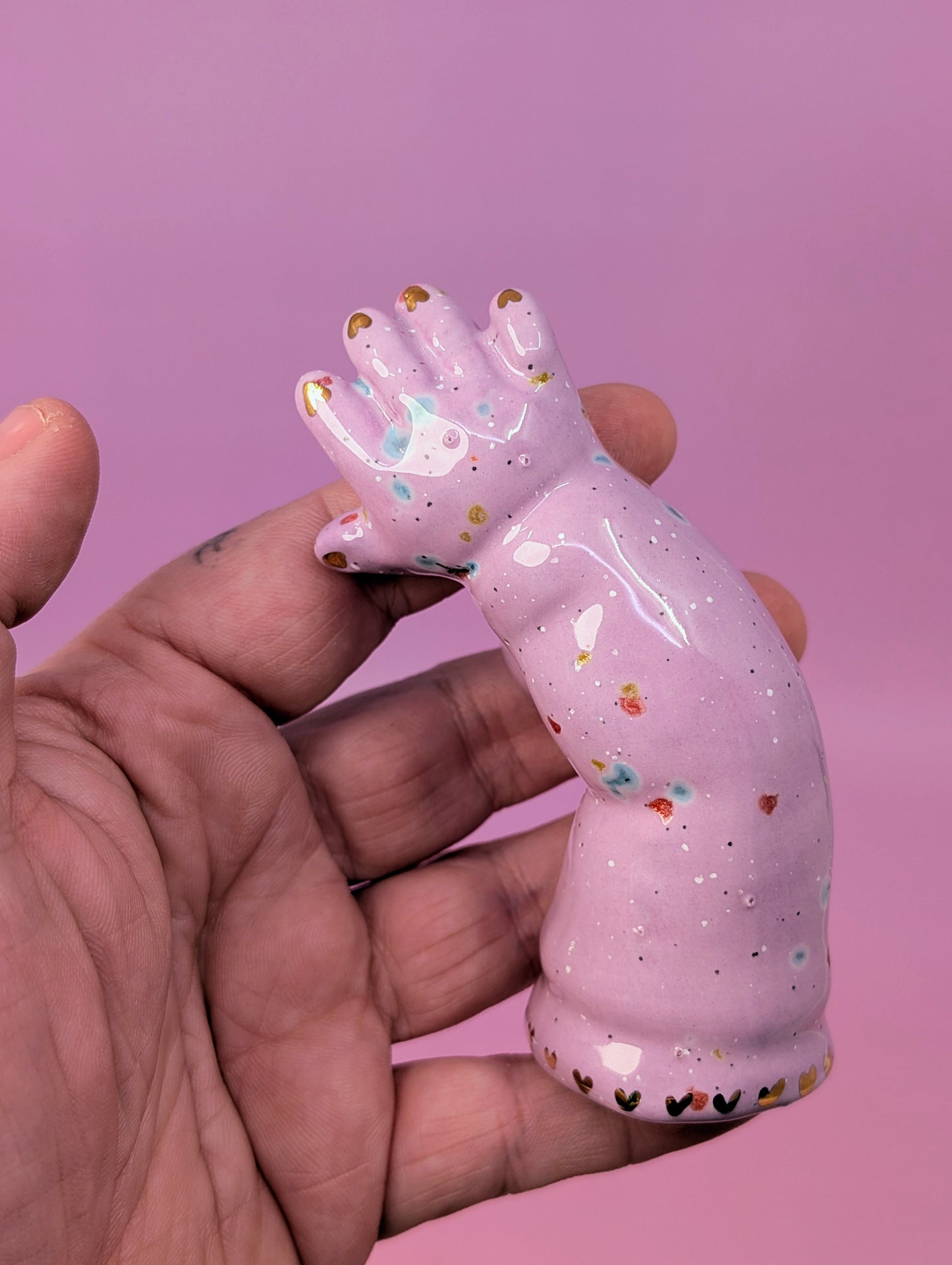 Doll Arm Pipe with Gold Glaze