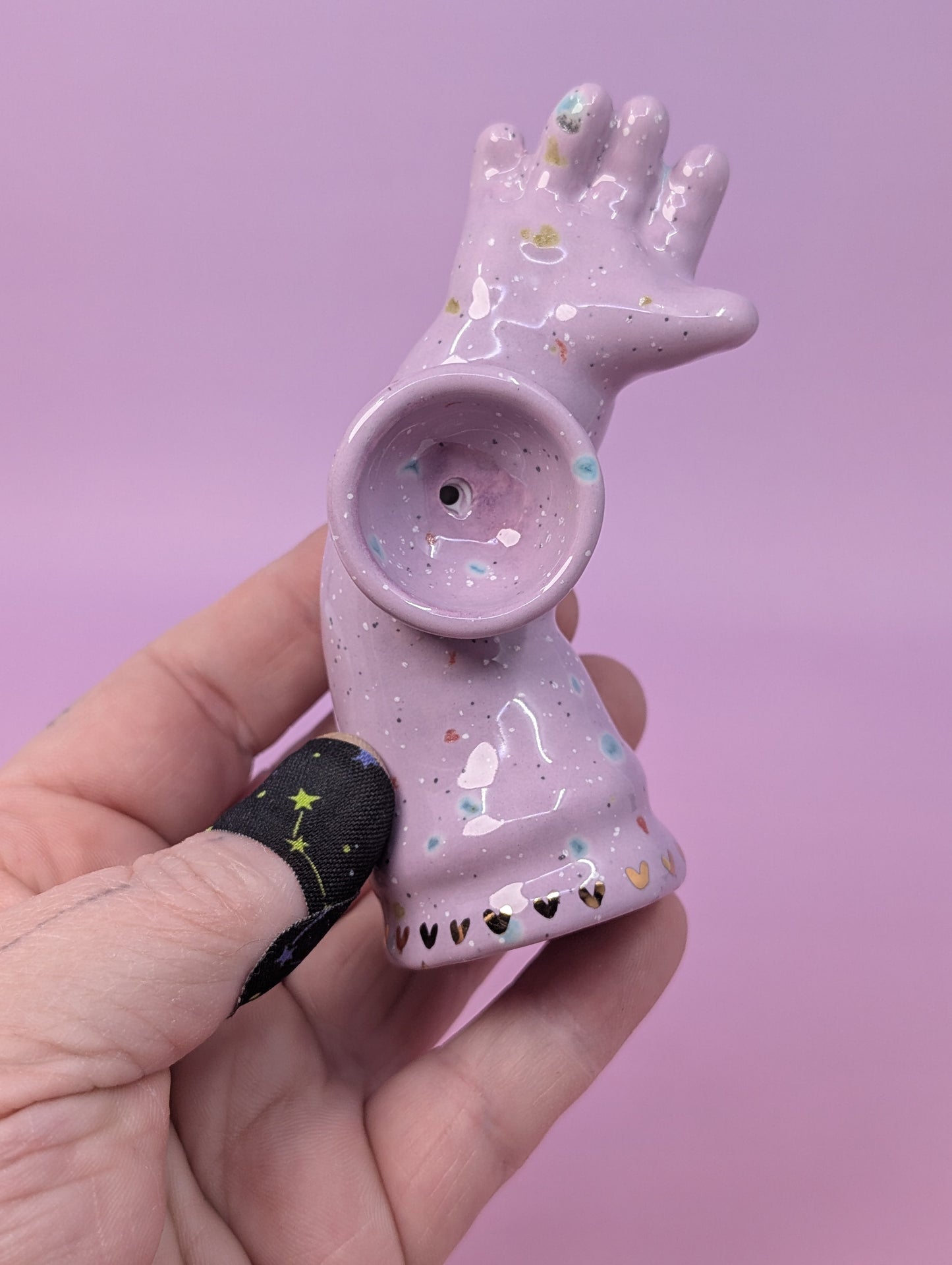 Doll Arm Pipe with Gold Glaze