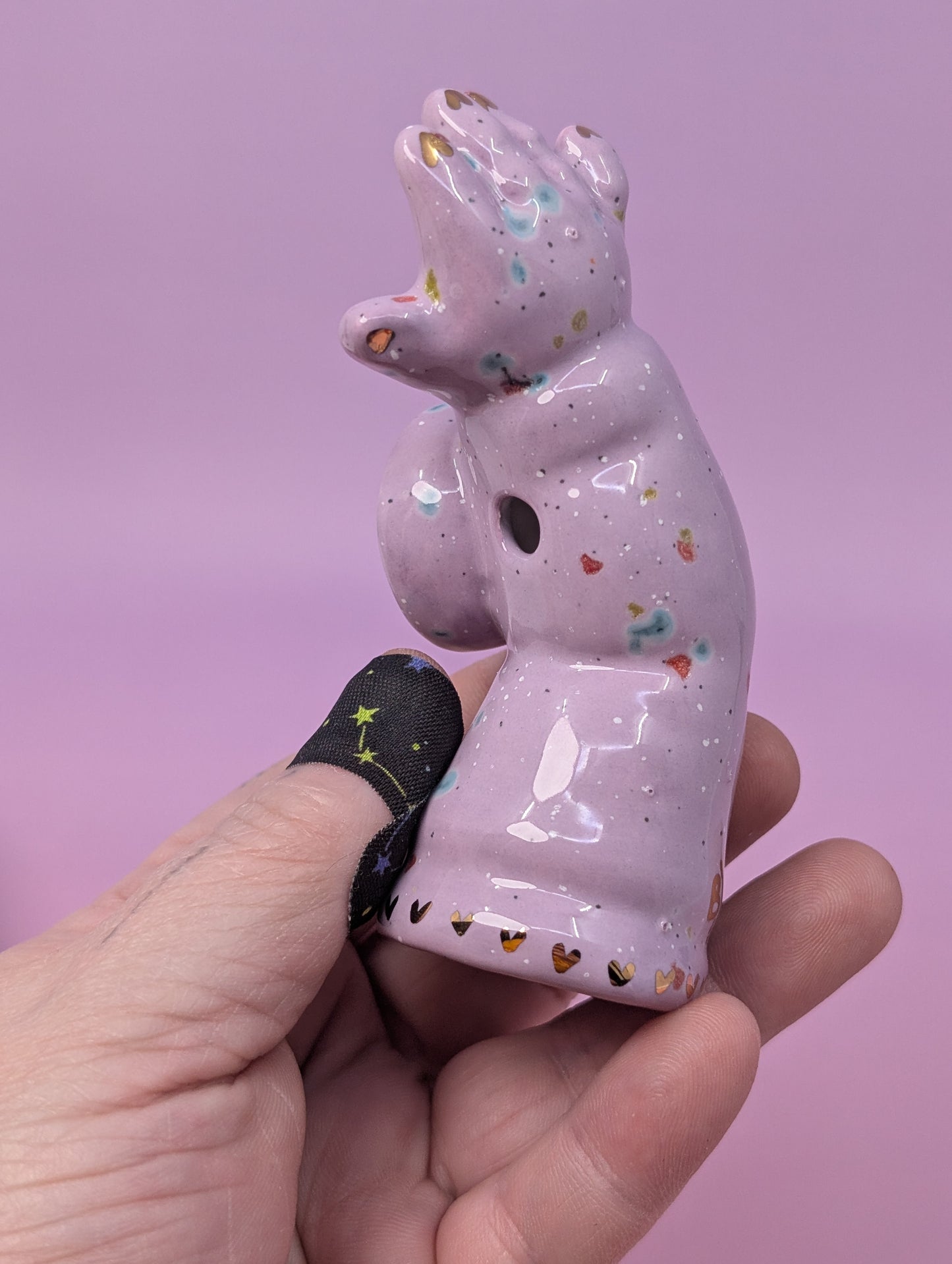Doll Arm Pipe with Gold Glaze