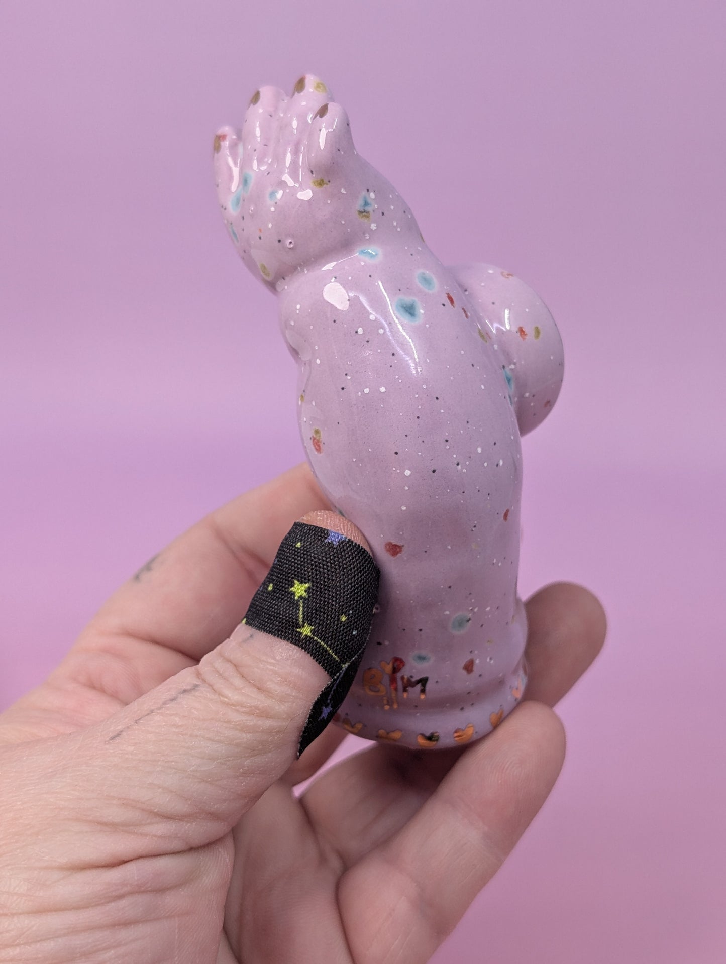Doll Arm Pipe with Gold Glaze