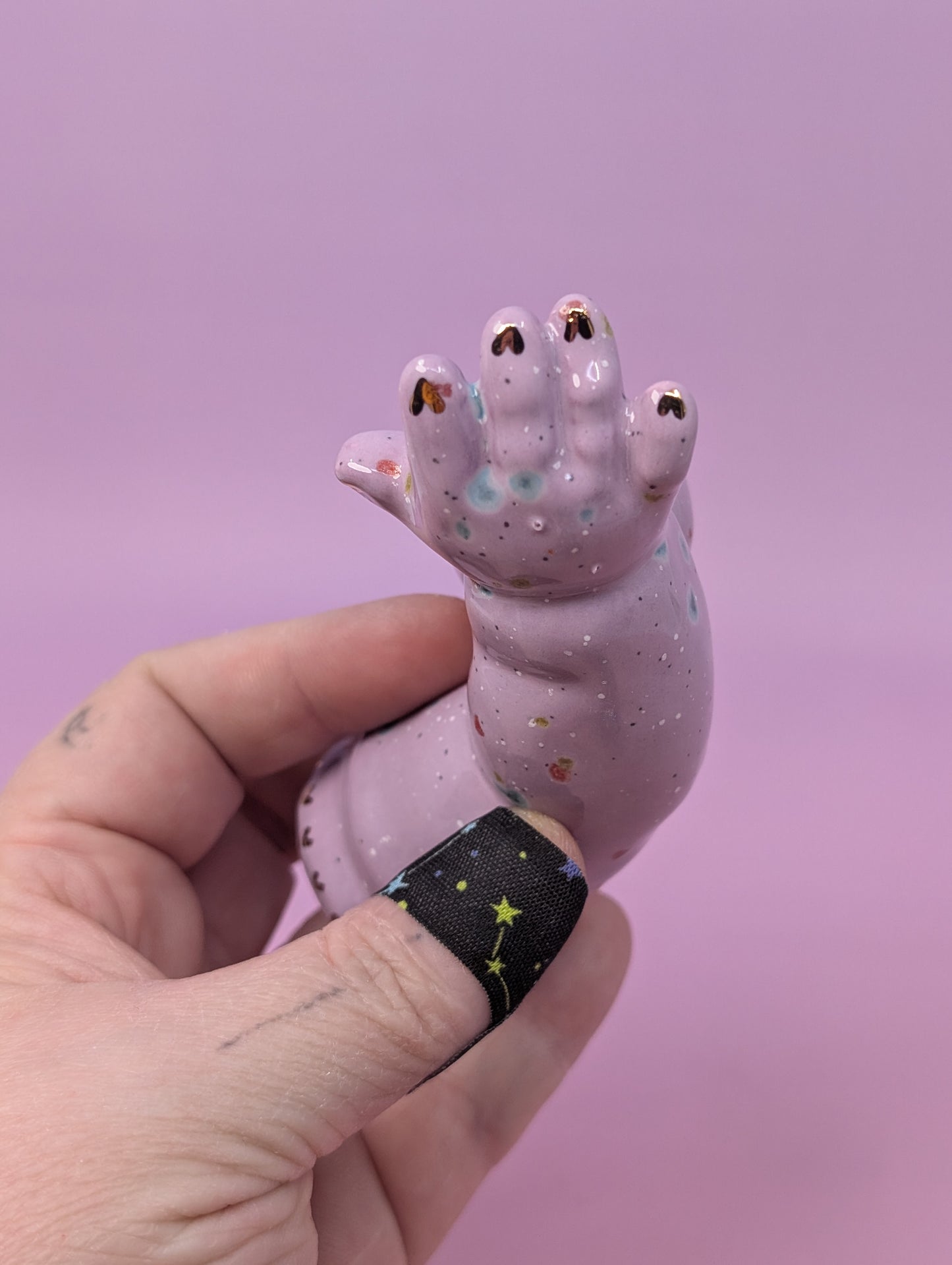 Doll Arm Pipe with Gold Glaze