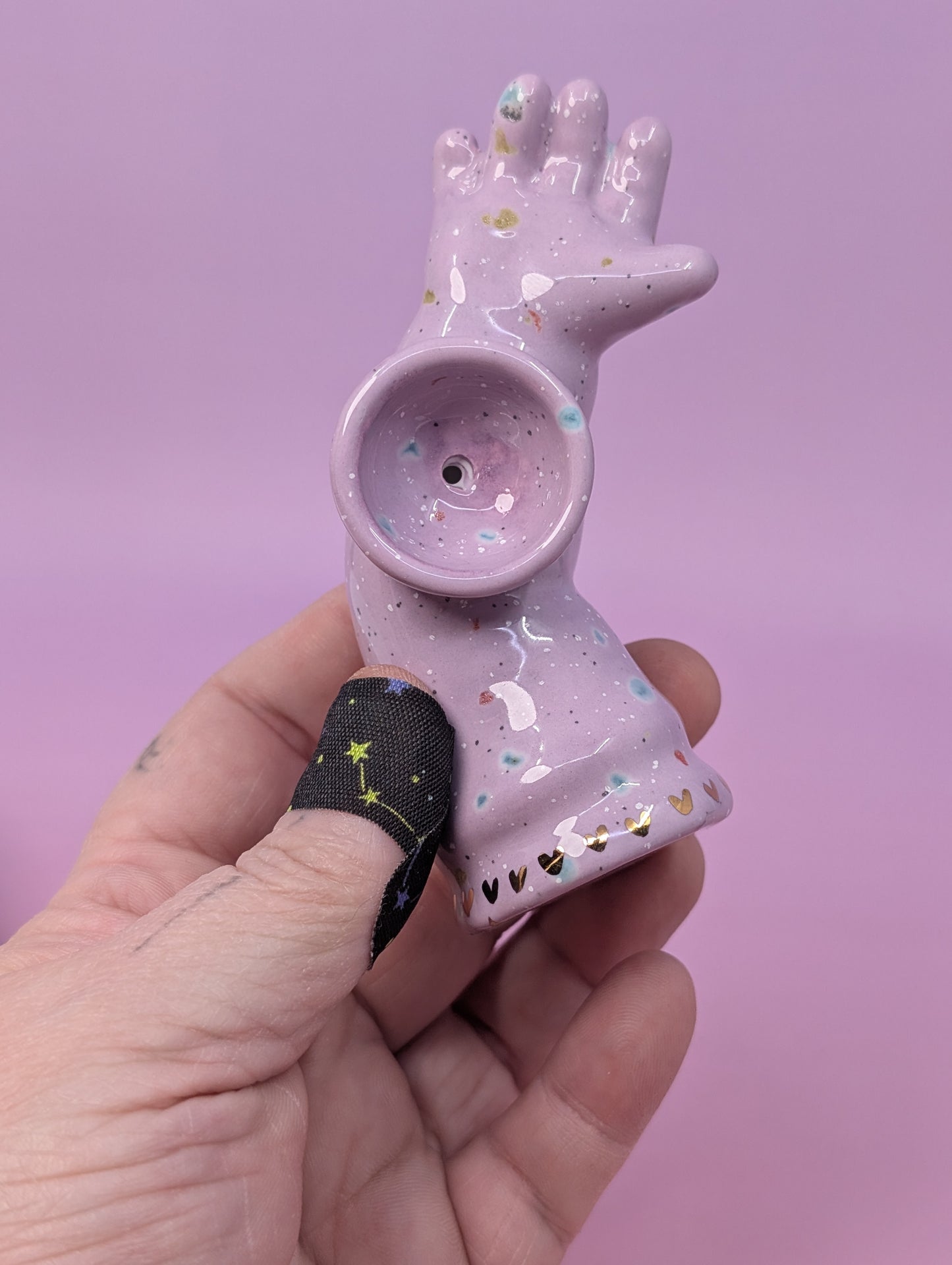 Doll Arm Pipe with Gold Glaze