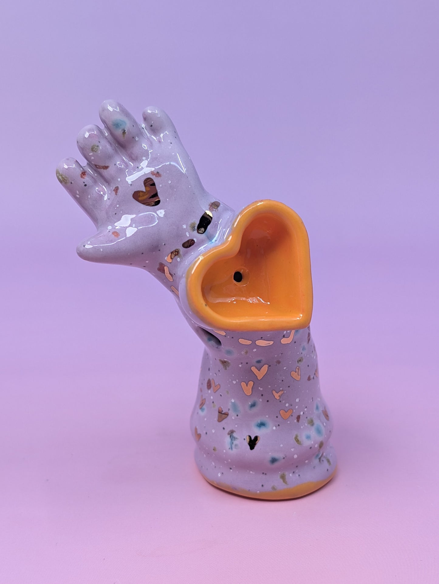 Cunty Doll Arm Pipe with Gold Glaze