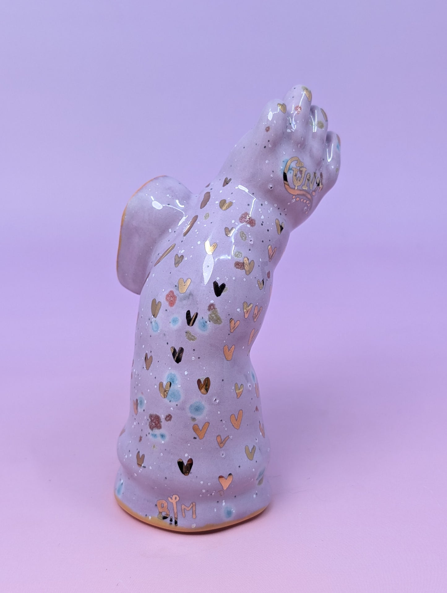 Cunty Doll Arm Pipe with Gold Glaze