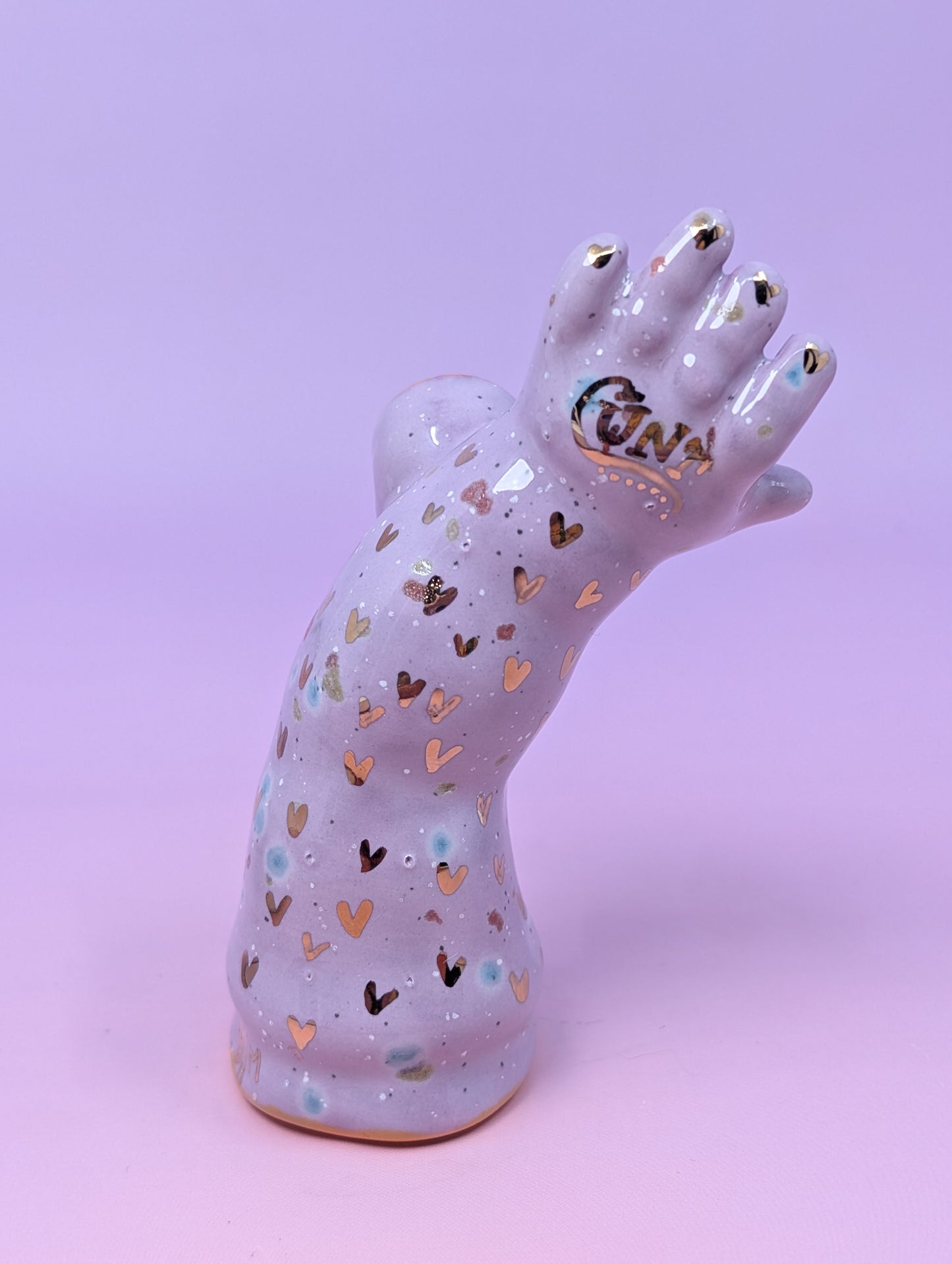 Cunty Doll Arm Pipe with Gold Glaze