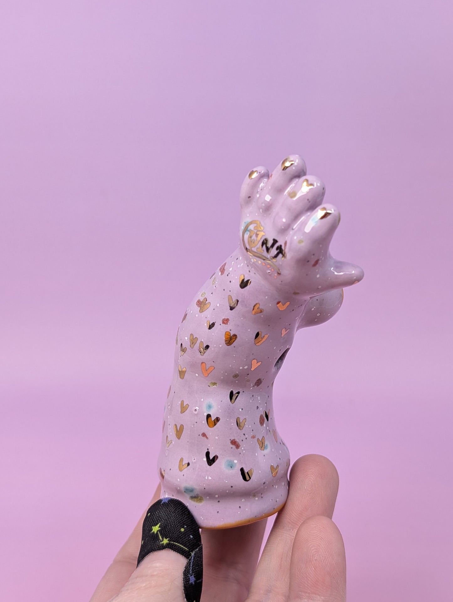 Cunty Doll Arm Pipe with Gold Glaze
