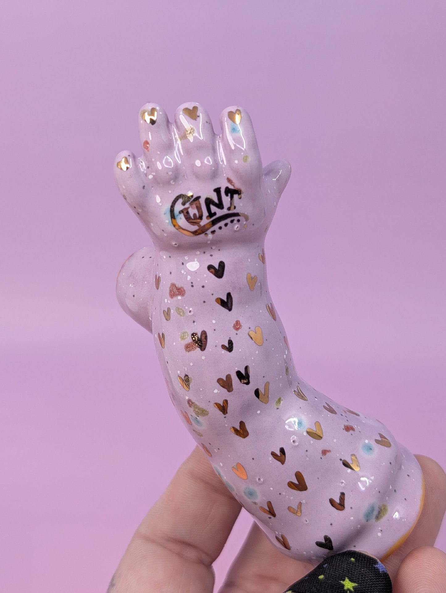 Cunty Doll Arm Pipe with Gold Glaze