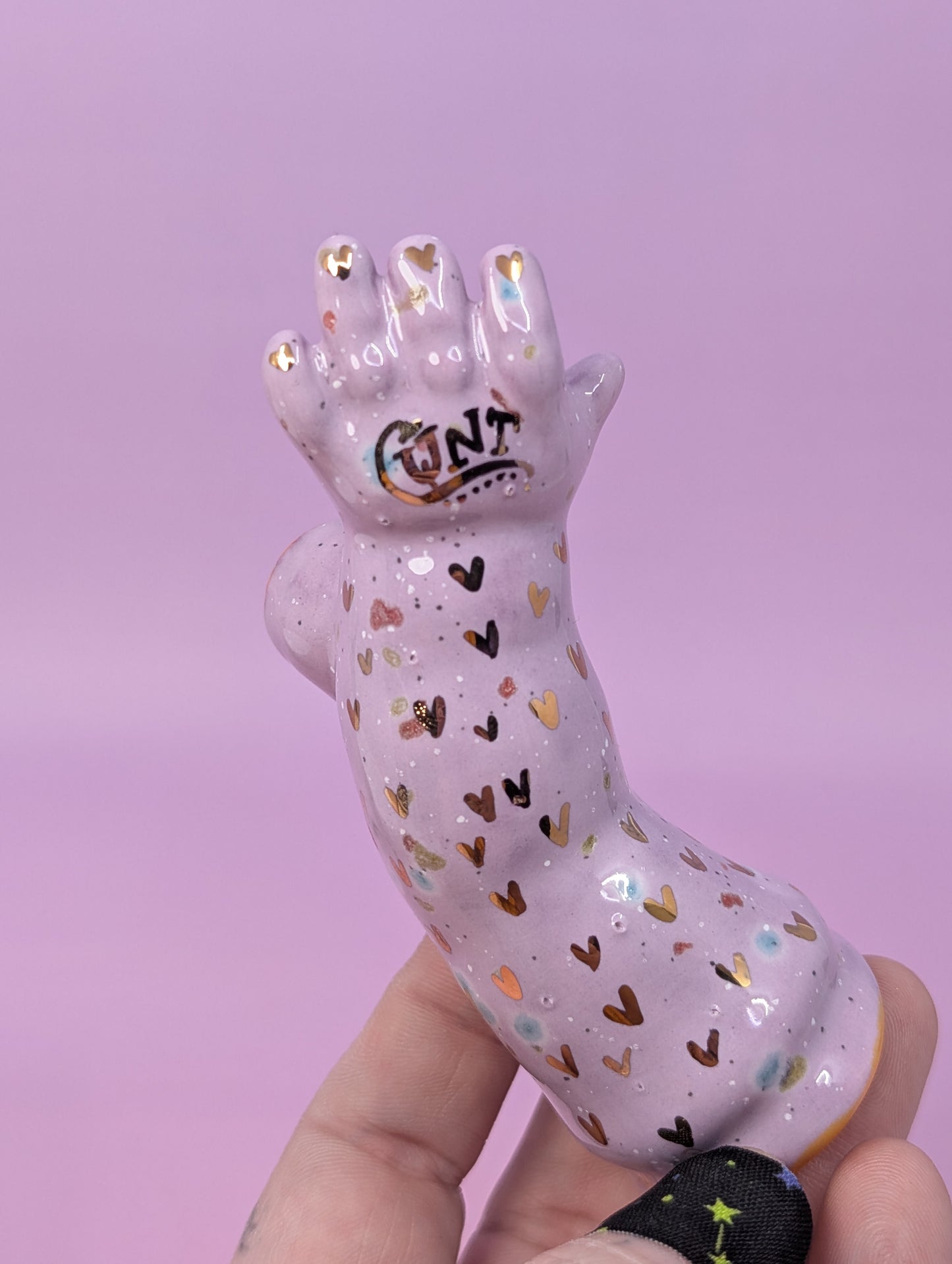 Cunty Doll Arm Pipe with Gold Glaze