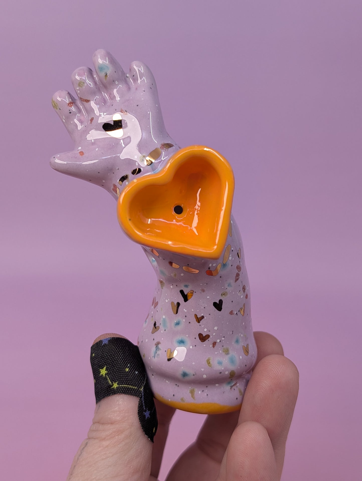 Cunty Doll Arm Pipe with Gold Glaze