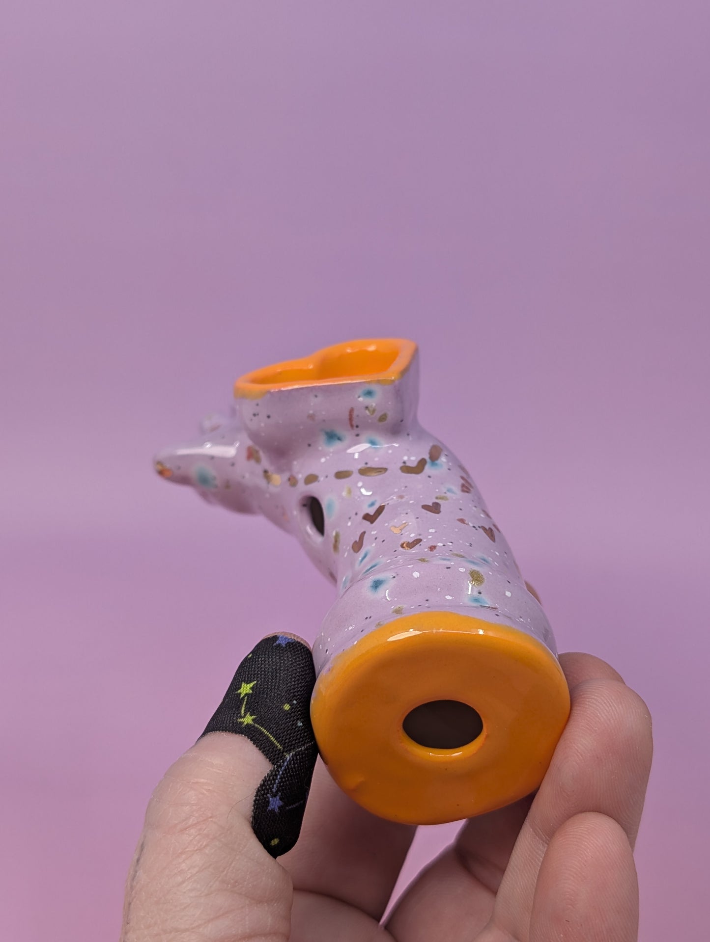Cunty Doll Arm Pipe with Gold Glaze