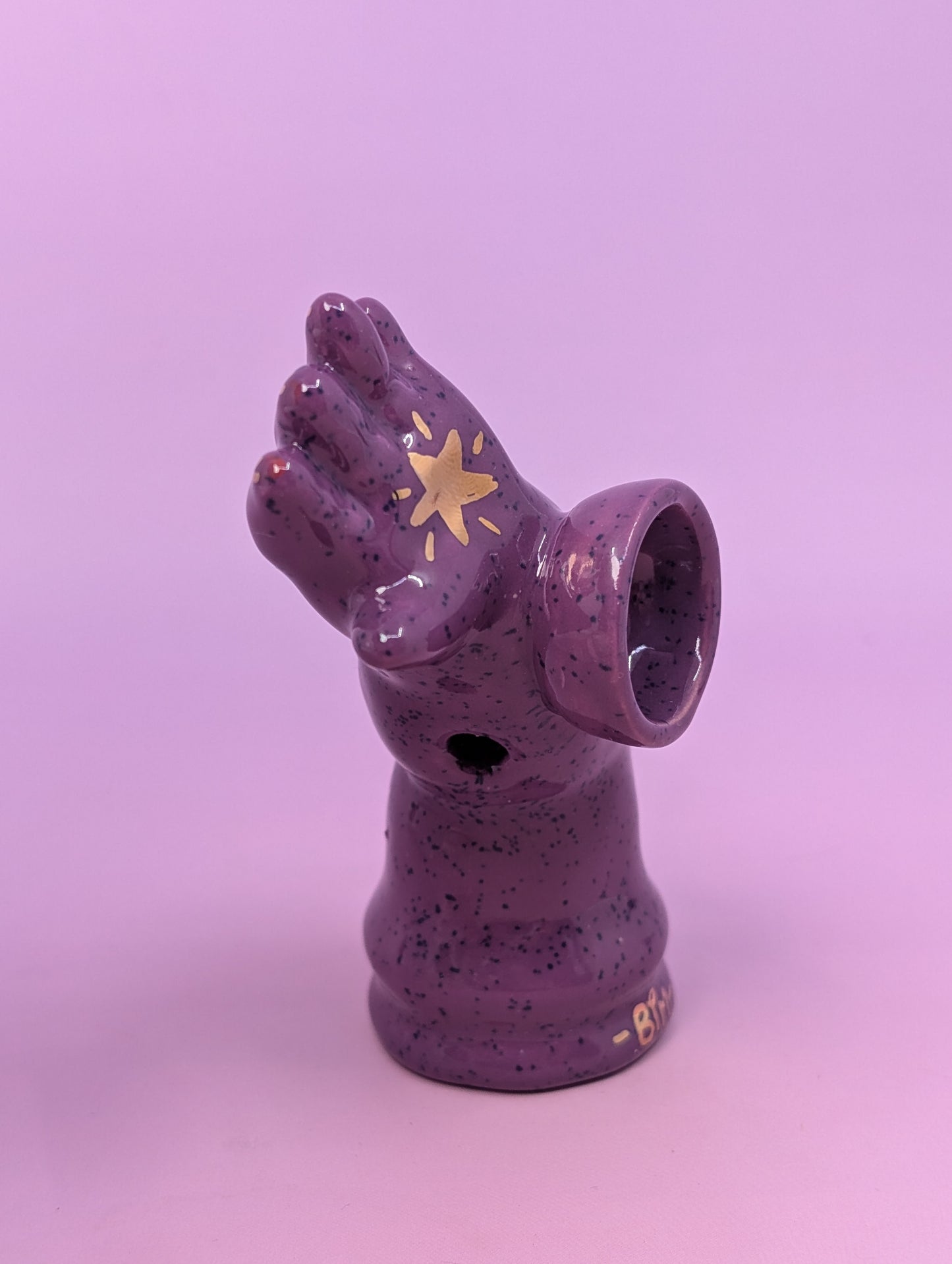 Doll Arm Pipe with Gold Glaze