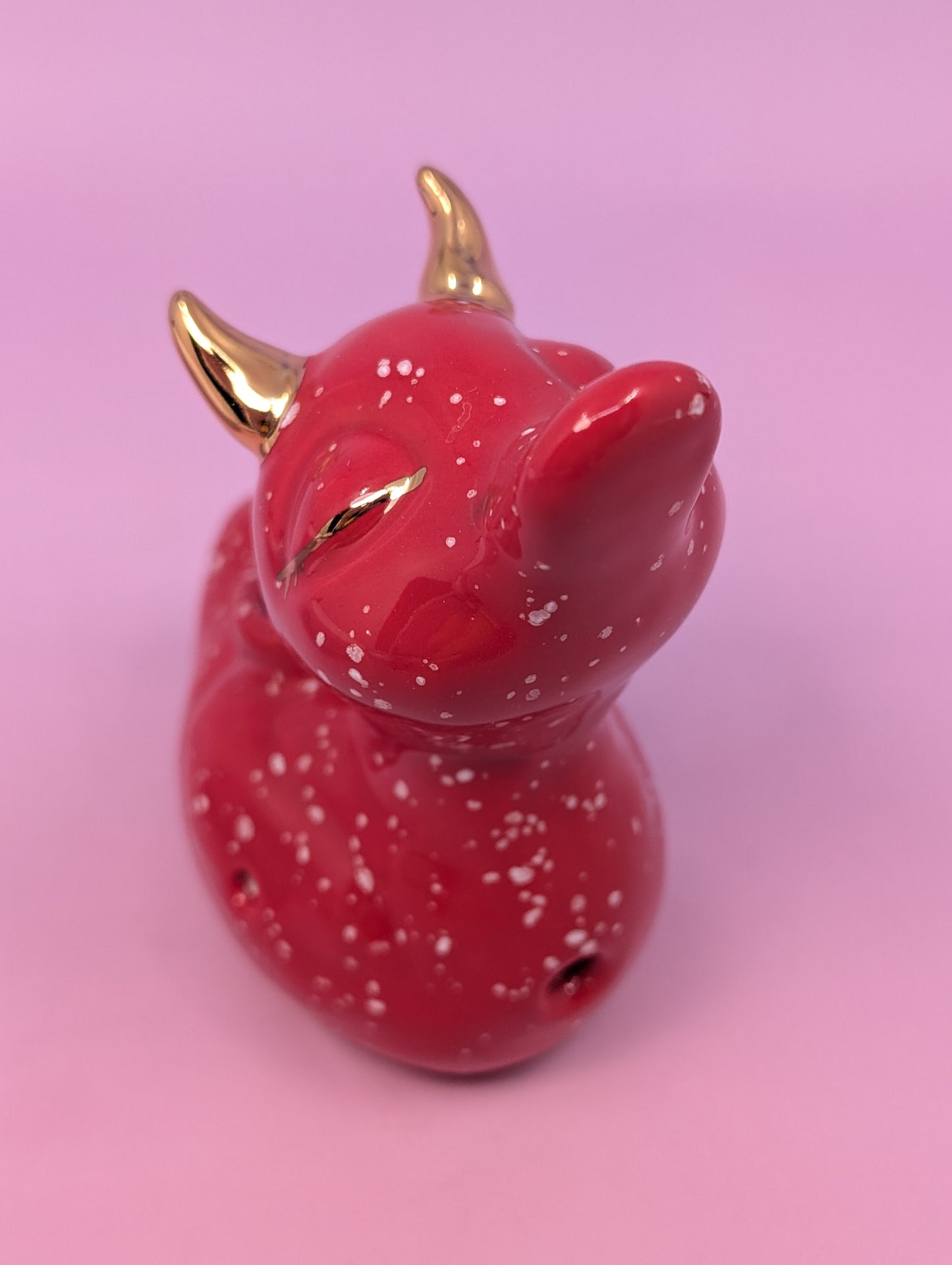 Devil Ducky Pipe with Gold Glaze