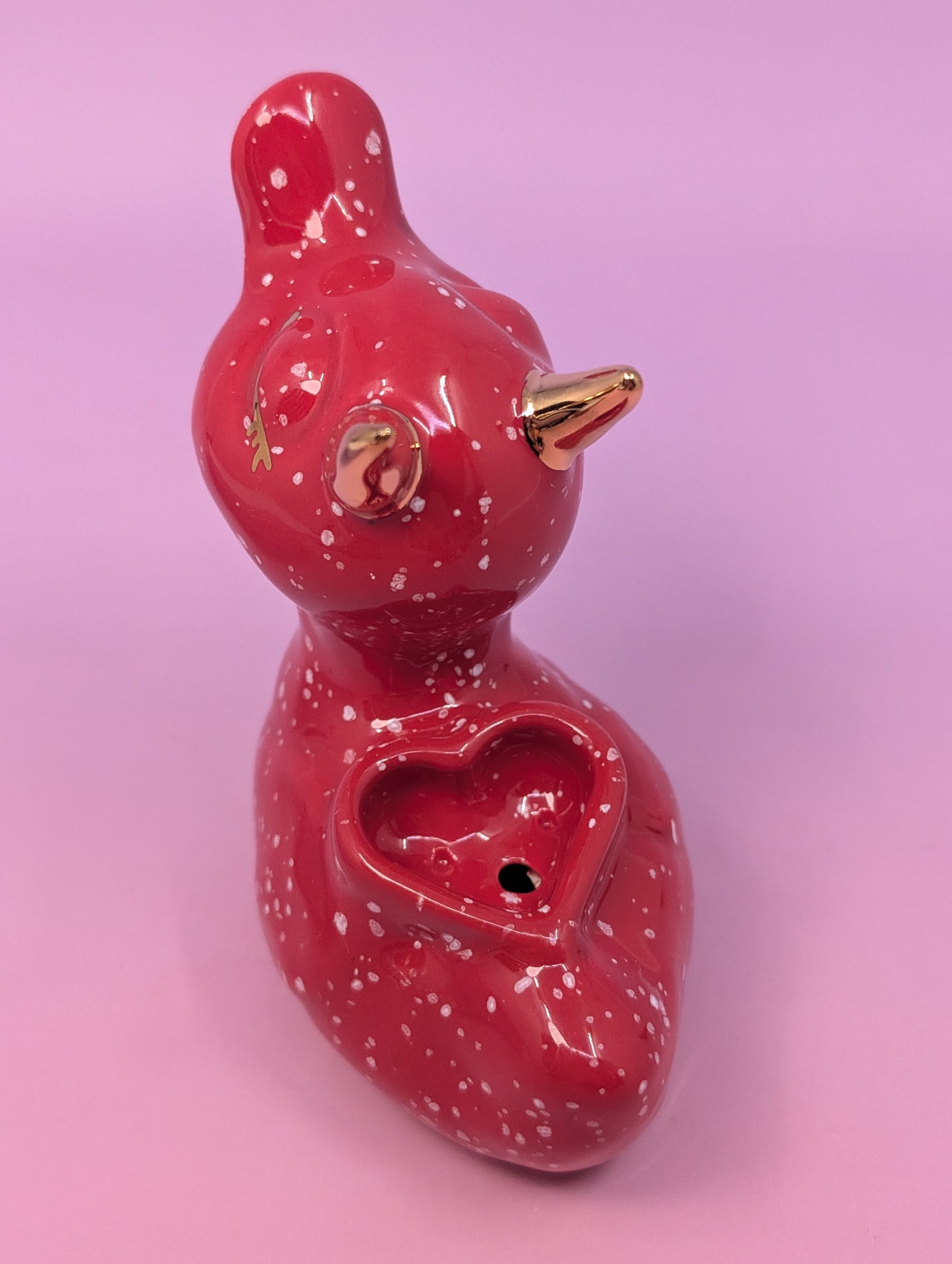 Devil Ducky Pipe with Gold Glaze