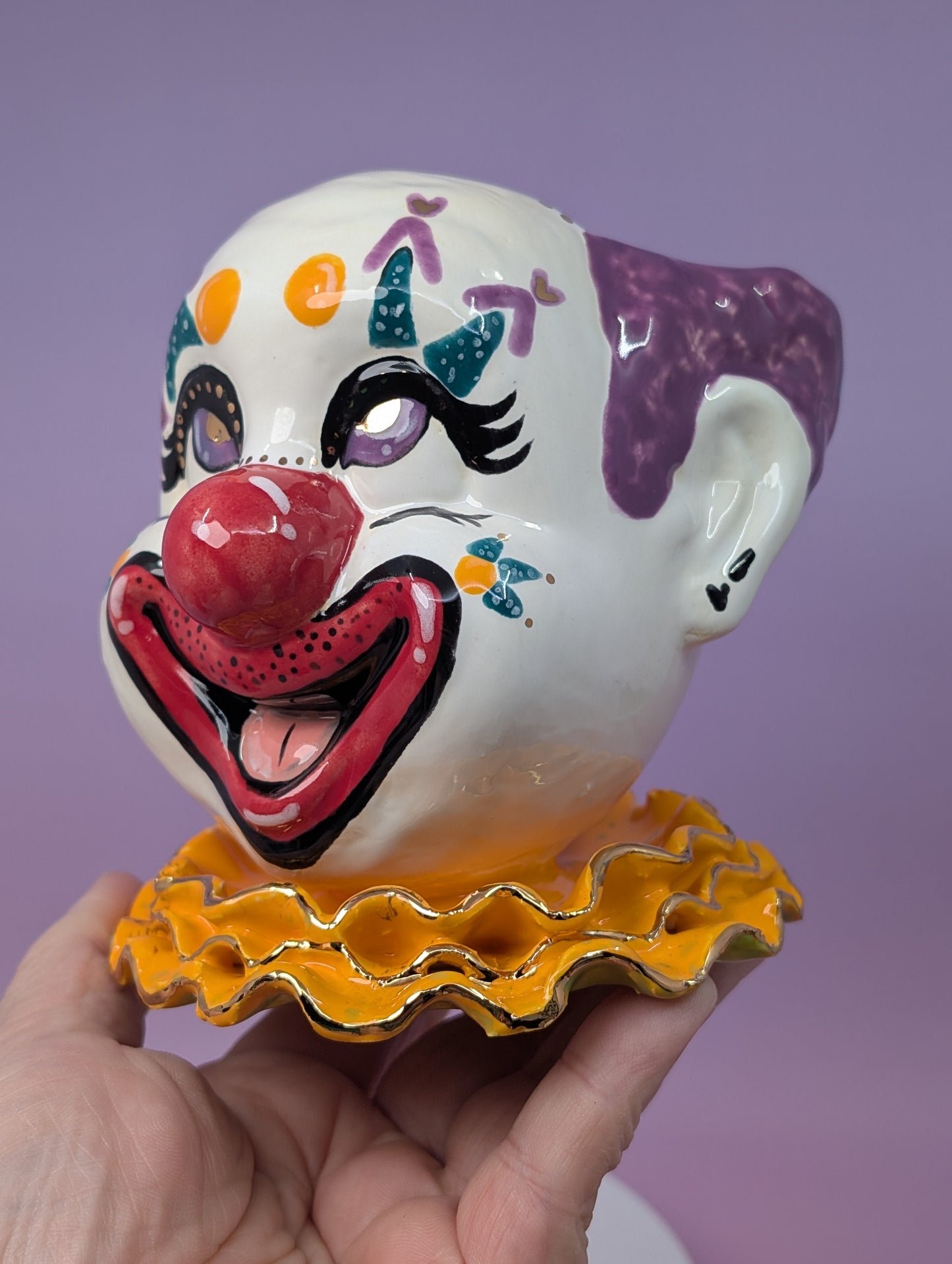 Clown Planter with Gold Glaze