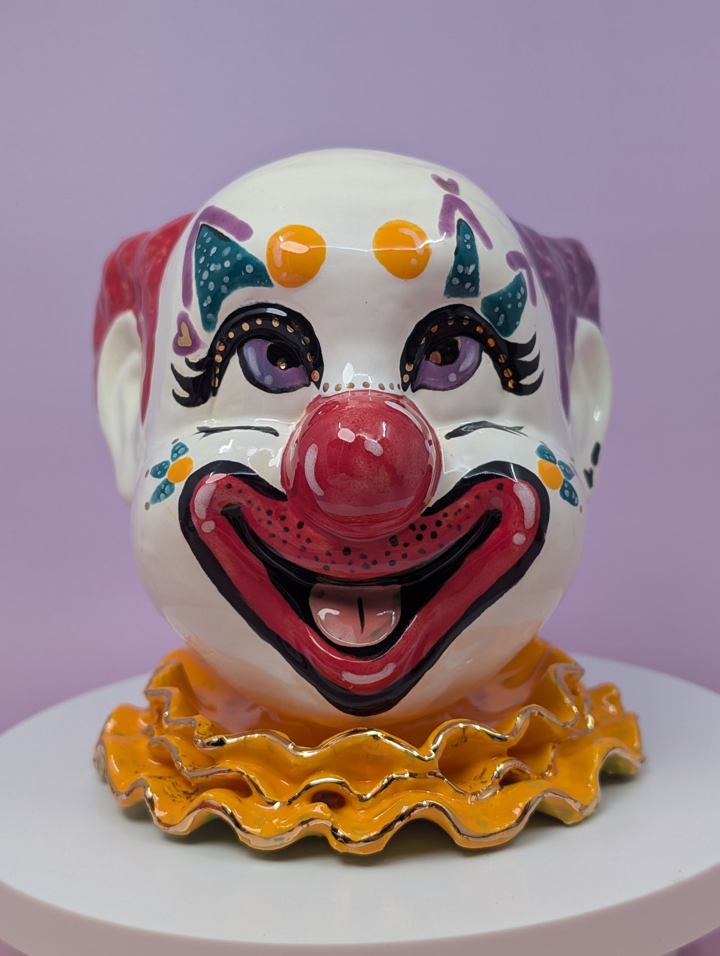 Clown Planter with Gold Glaze