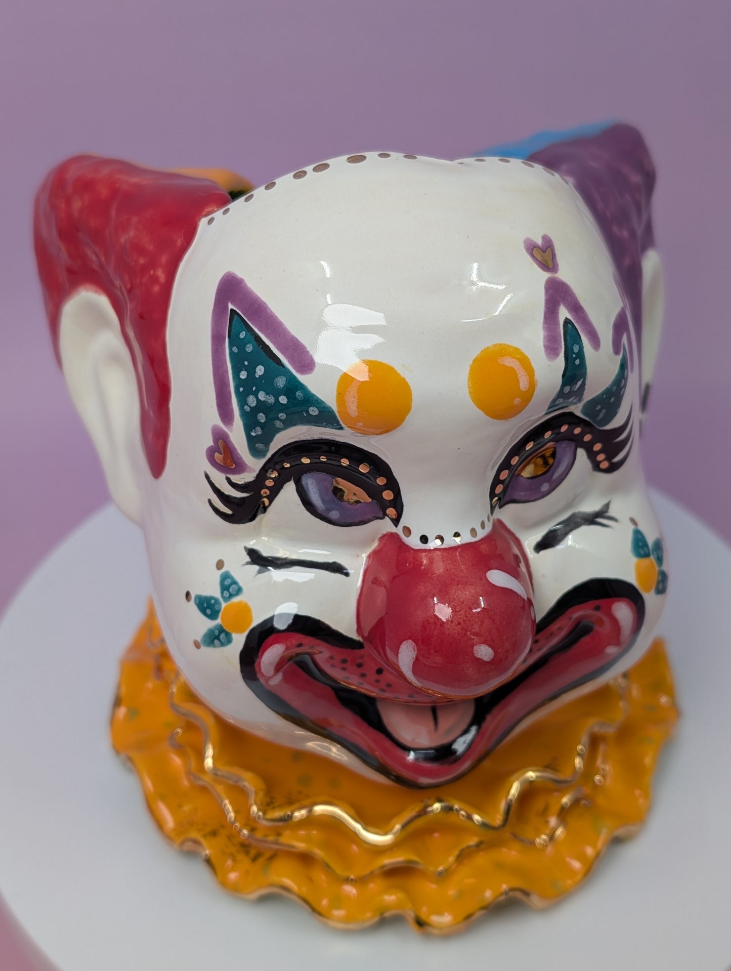Clown Planter with Gold Glaze
