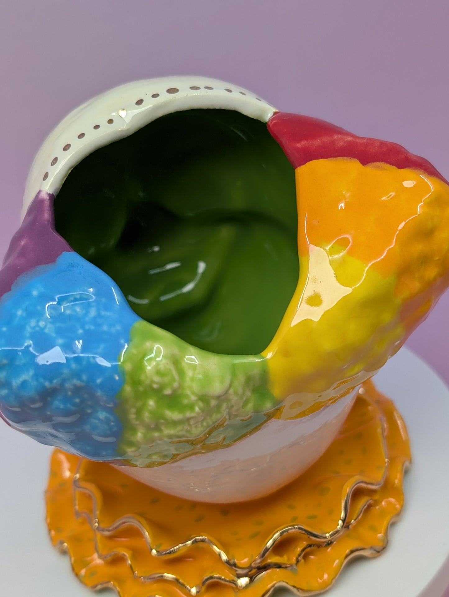 Clown Planter with Gold Glaze